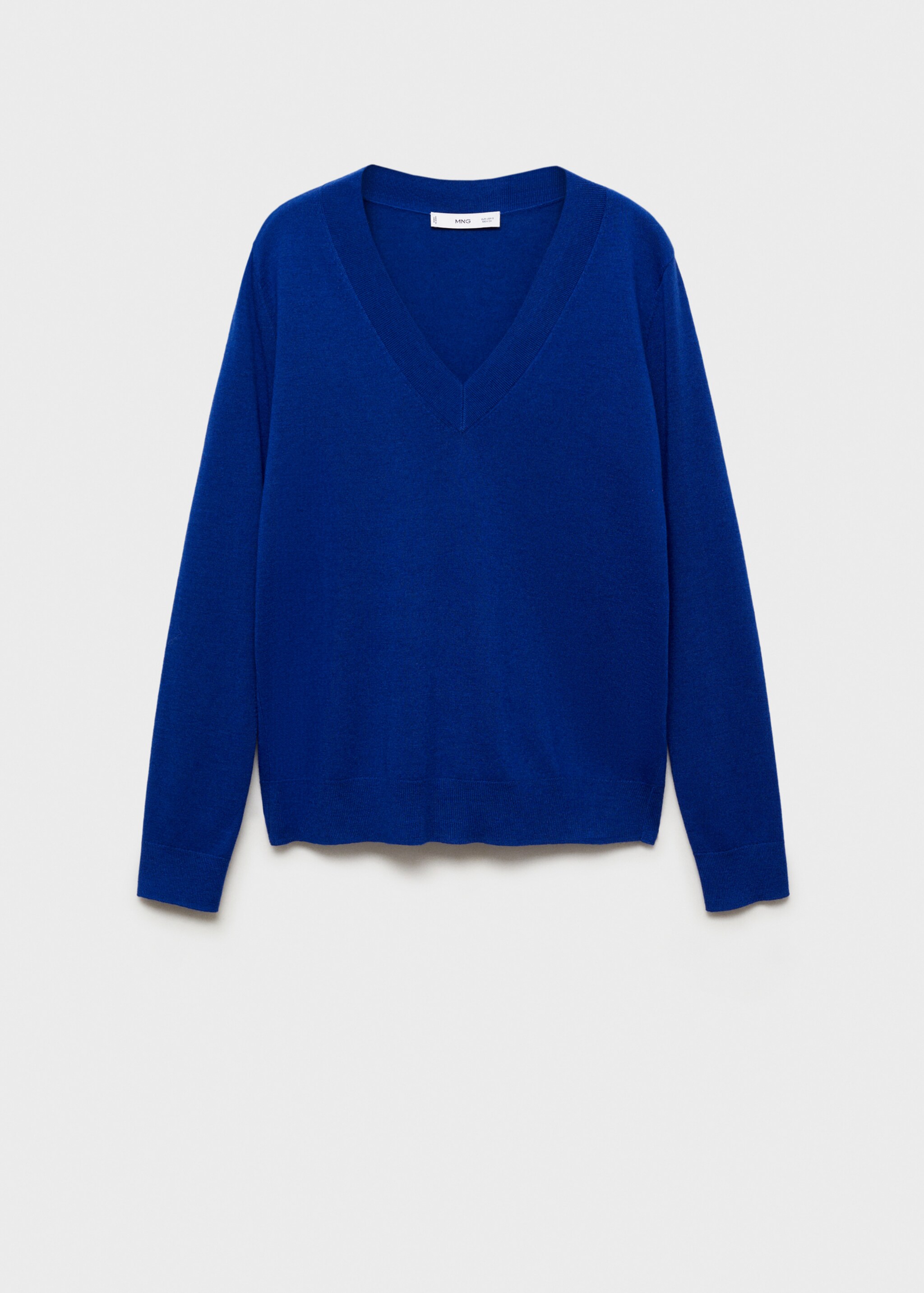 V-neck knit sweater - Article without model, Vibrant blue. Ref: 87040433-00.