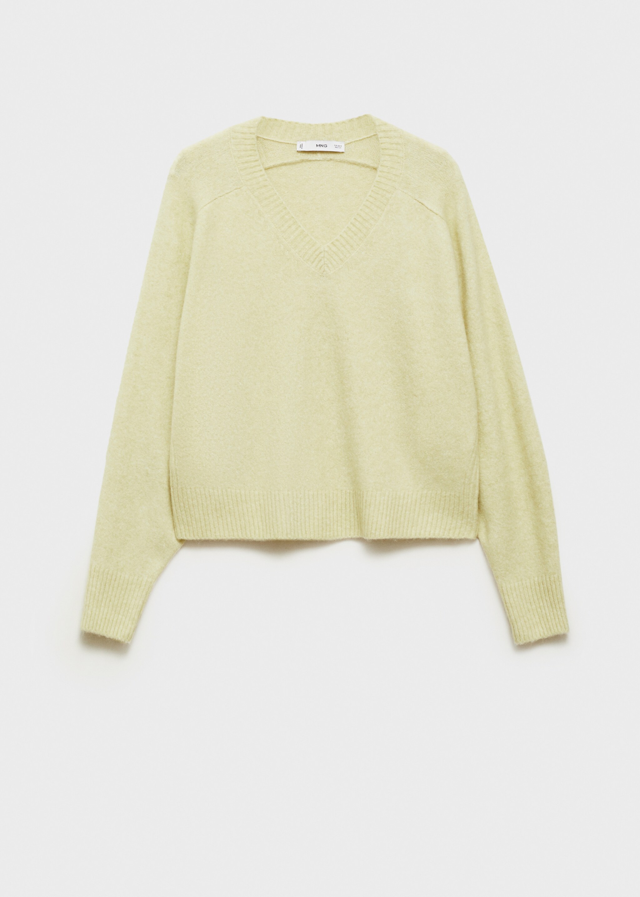 V-neck knit sweater - Article without model, Pastel Green. Ref: 87040437-00.