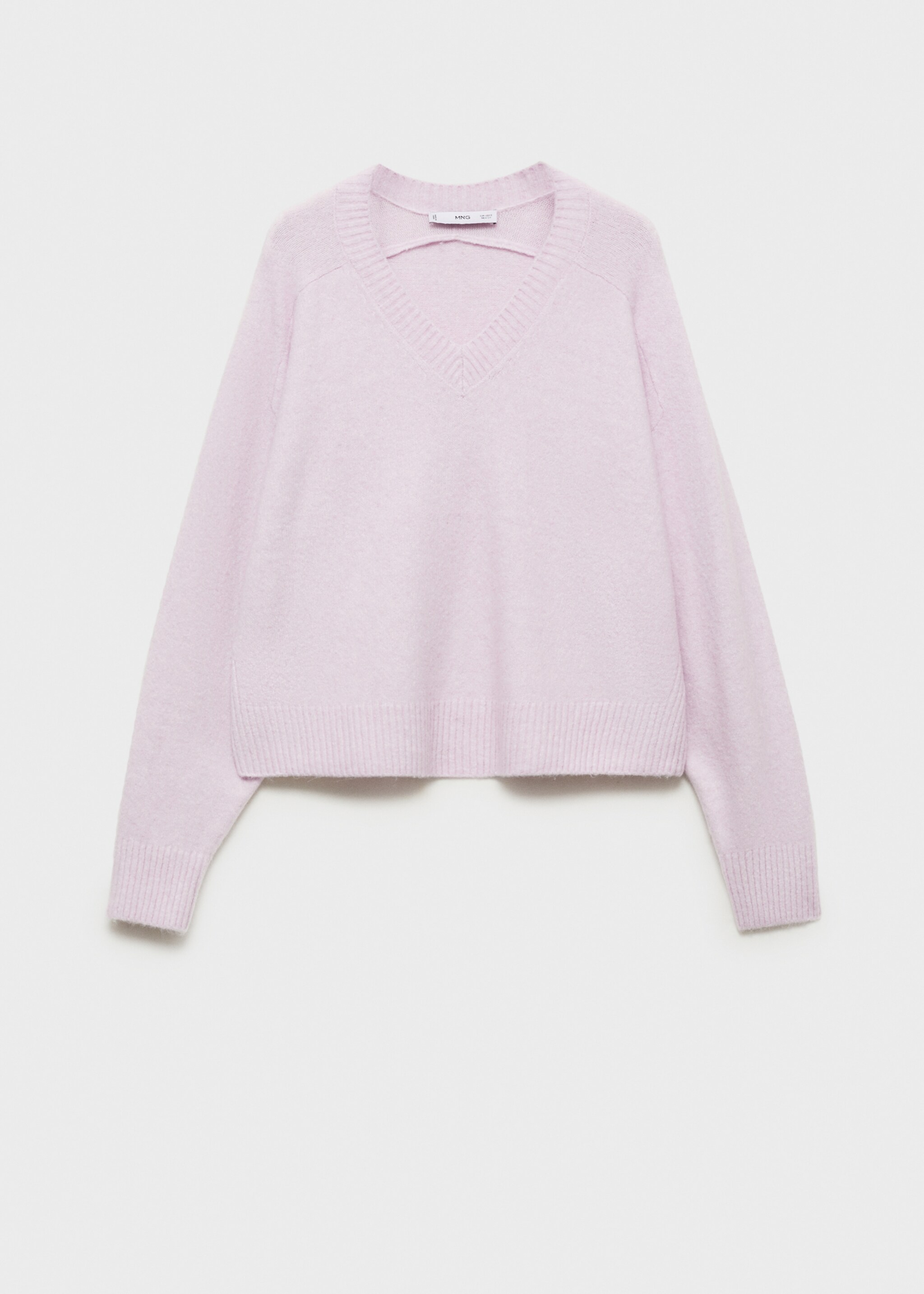 V-neck knit sweater - Article without model, Light/Pastel Purple. Ref: 87040437-00.