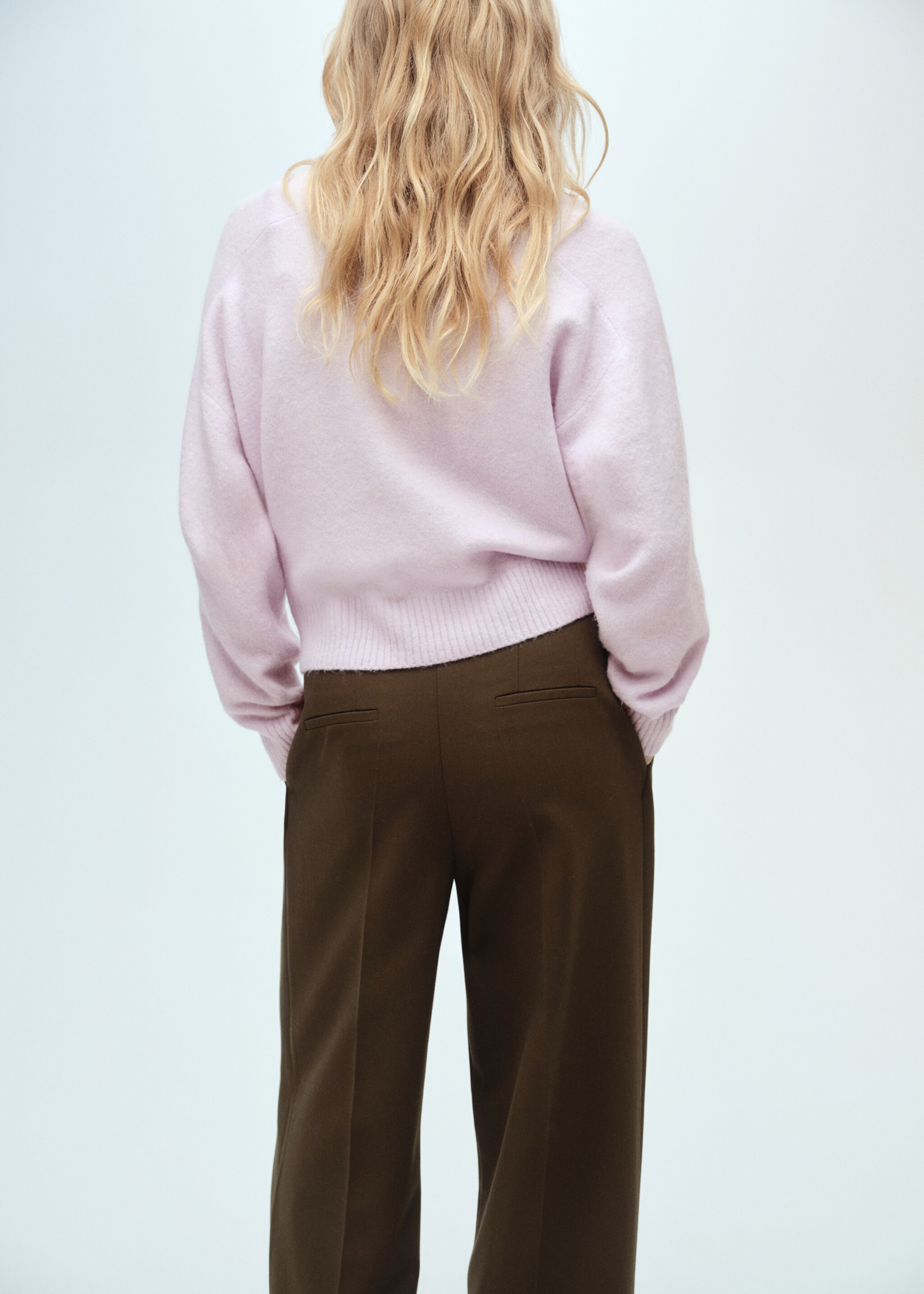 V-neck knit sweater - Reverse of the article, Light/Pastel Purple. Ref: 87040437-00.