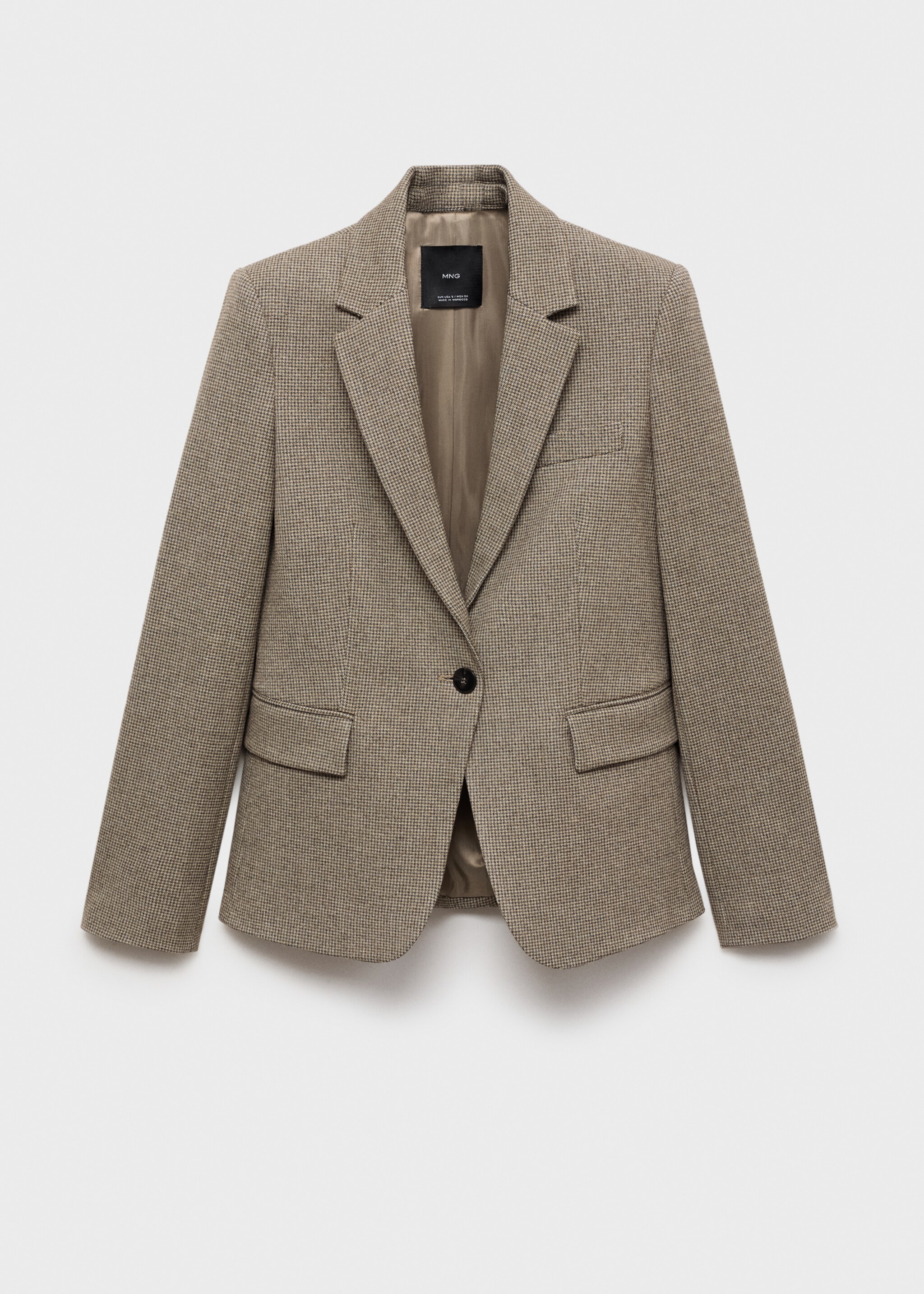 Micro-houndstooth tailored jacket - Article without model, Brown. Ref: 87040452-00.