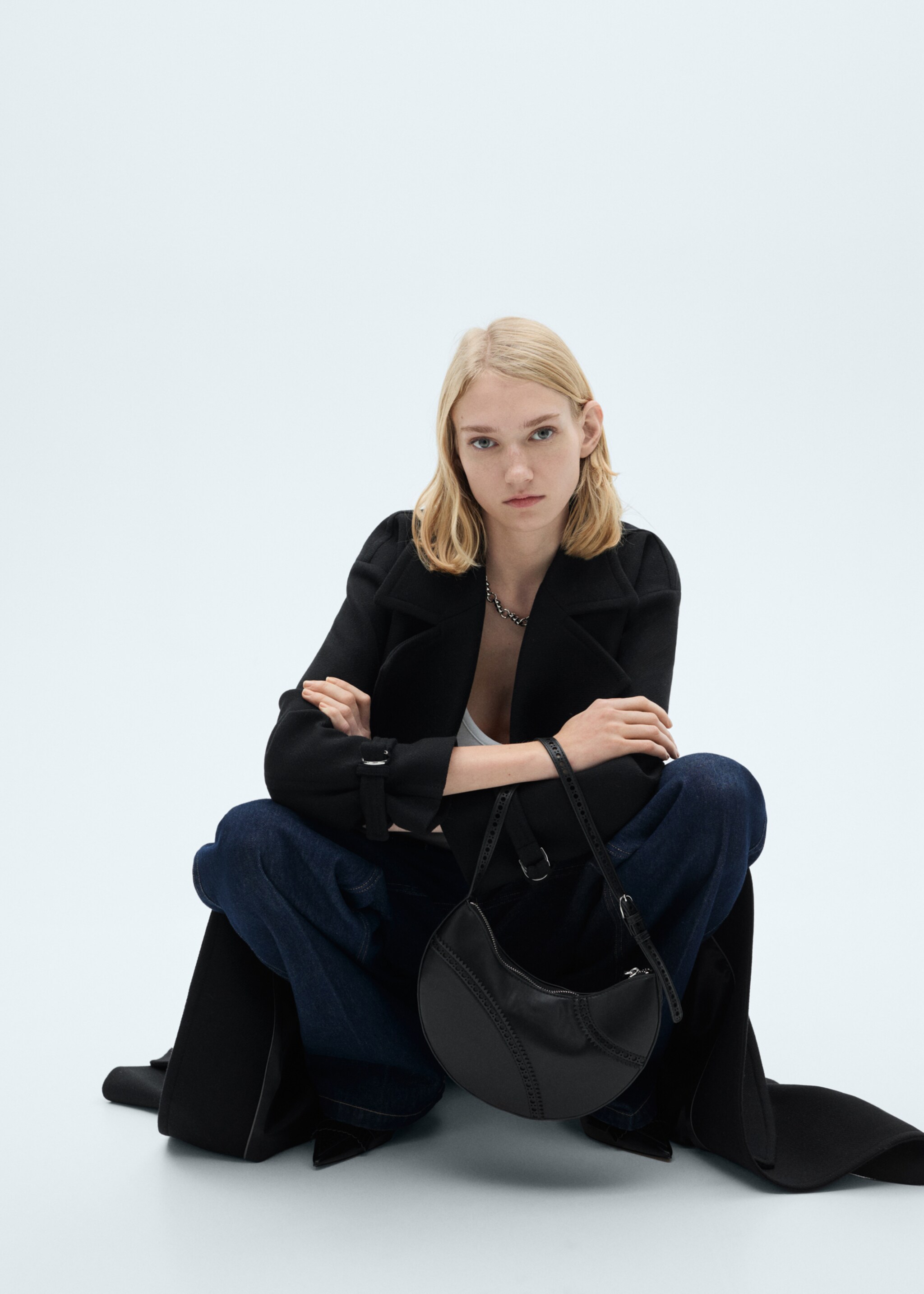 Manteau laine Manteco maxi revers - Détail de l'article 2, Noir. Ref: 87040454-00.