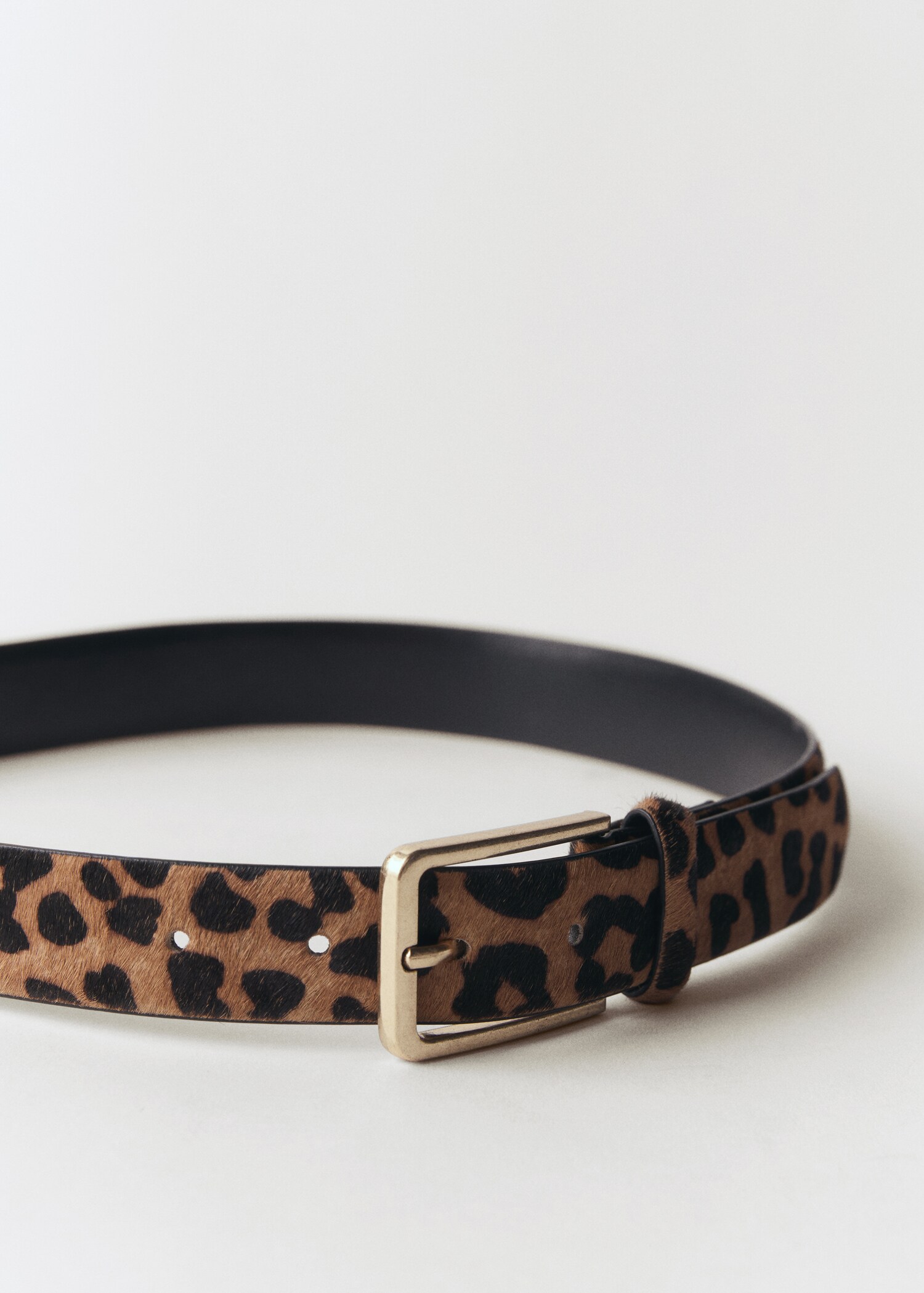 Leopard fur leather belt - Medium plane