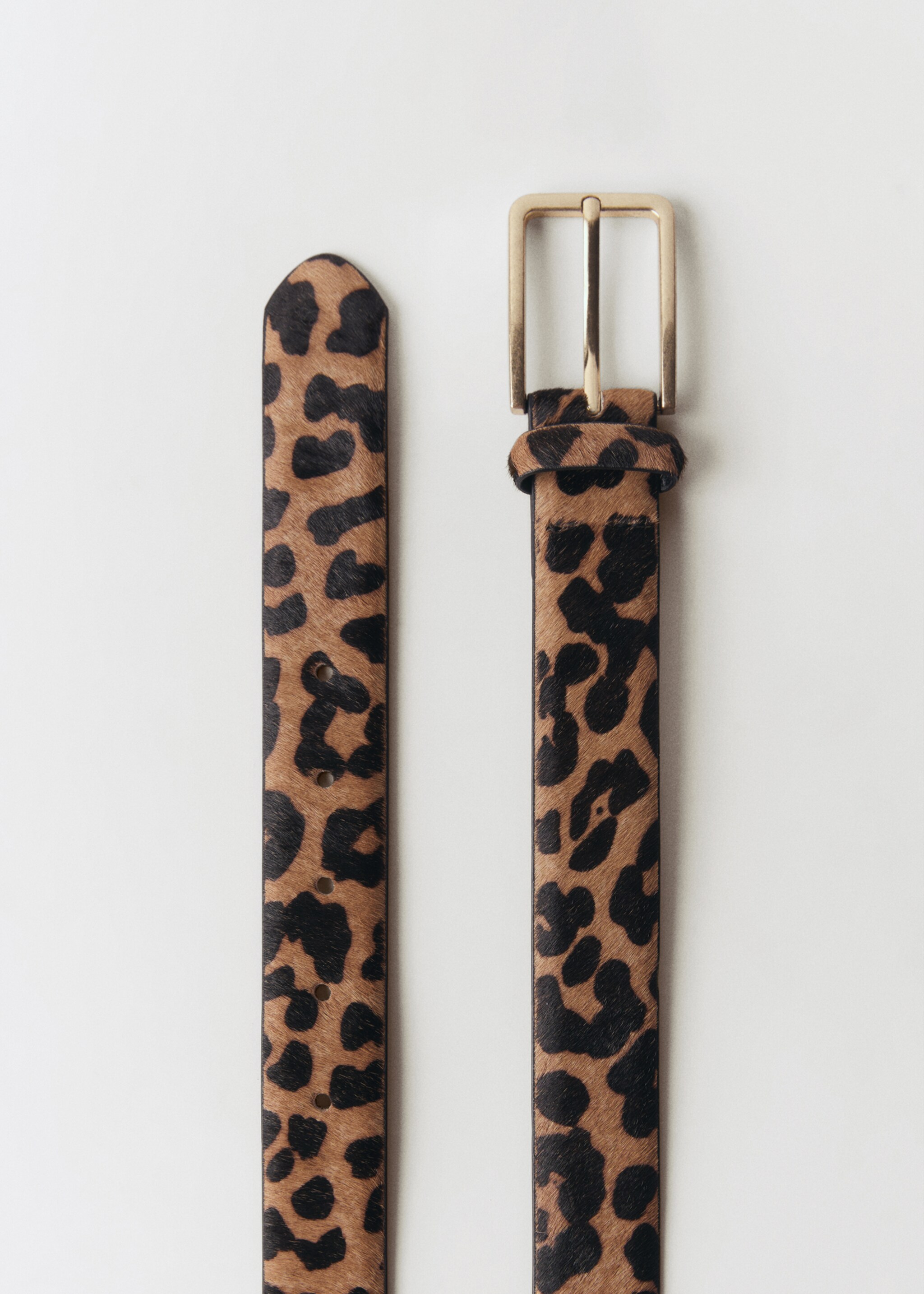 Leopard fur leather belt - Details of the article 1, Brown. Ref: 87040455-00.