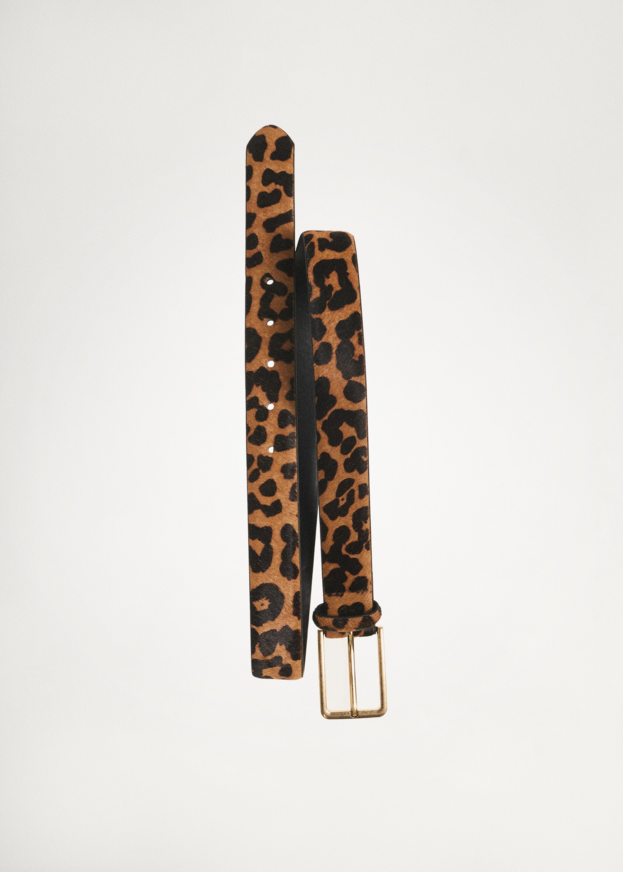 Leopard fur leather belt - Details of the article 5, Brown. Ref: 87040455-00.