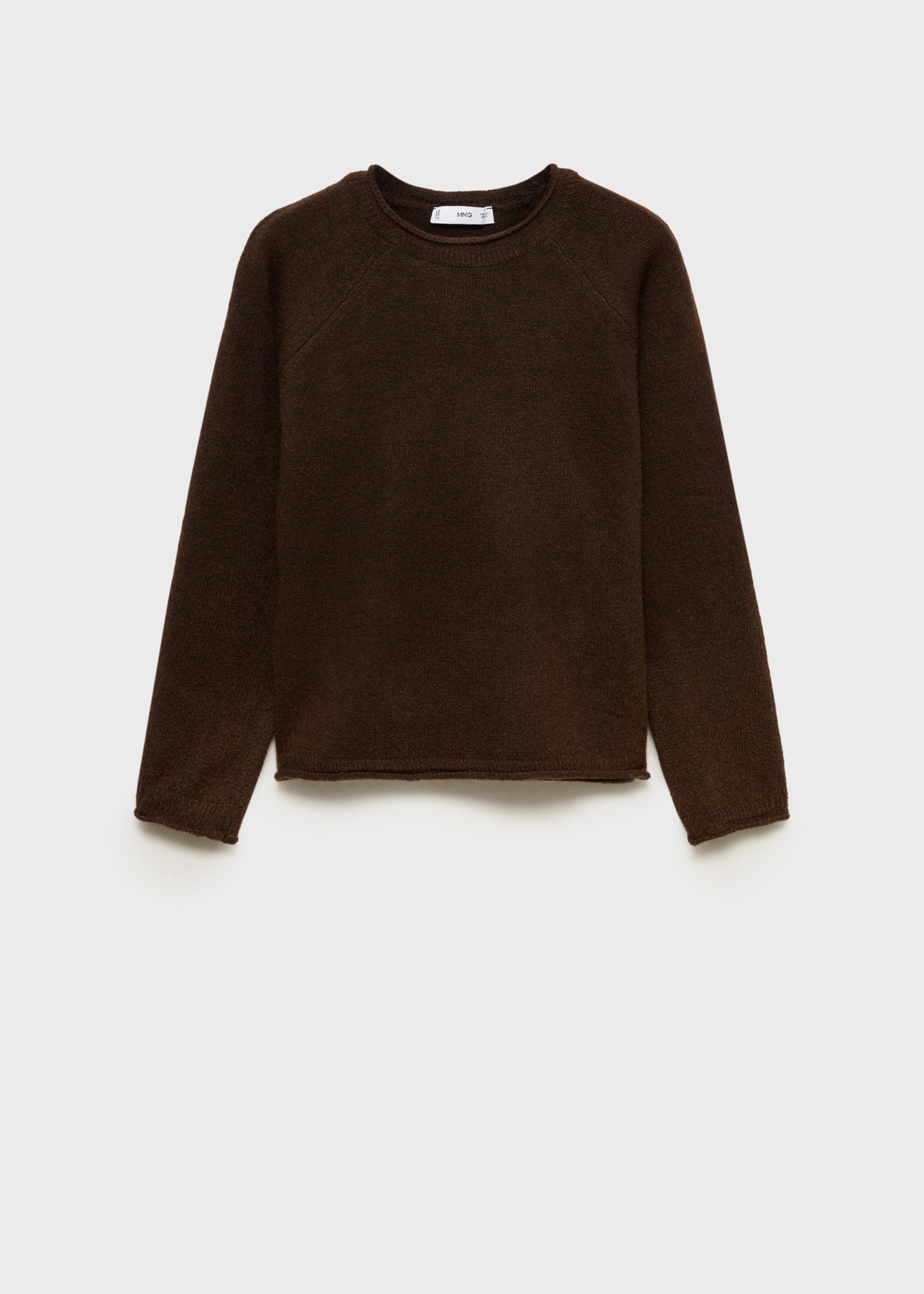 Round-neck knitted sweater - Article without model, Brown. Ref: 87040456-00.