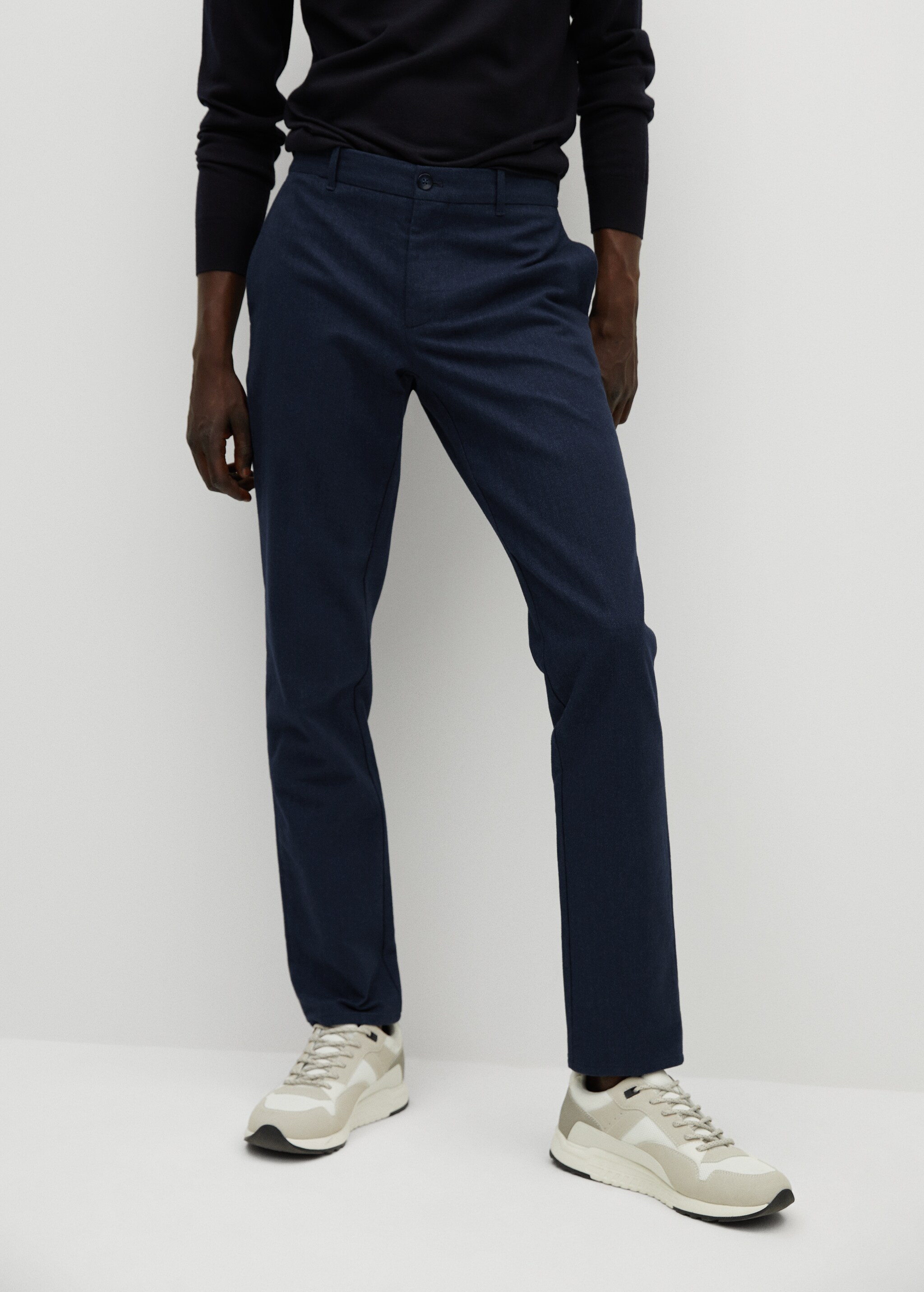 Bavlněné kalhoty slim fit - Náhled ve středové rovině