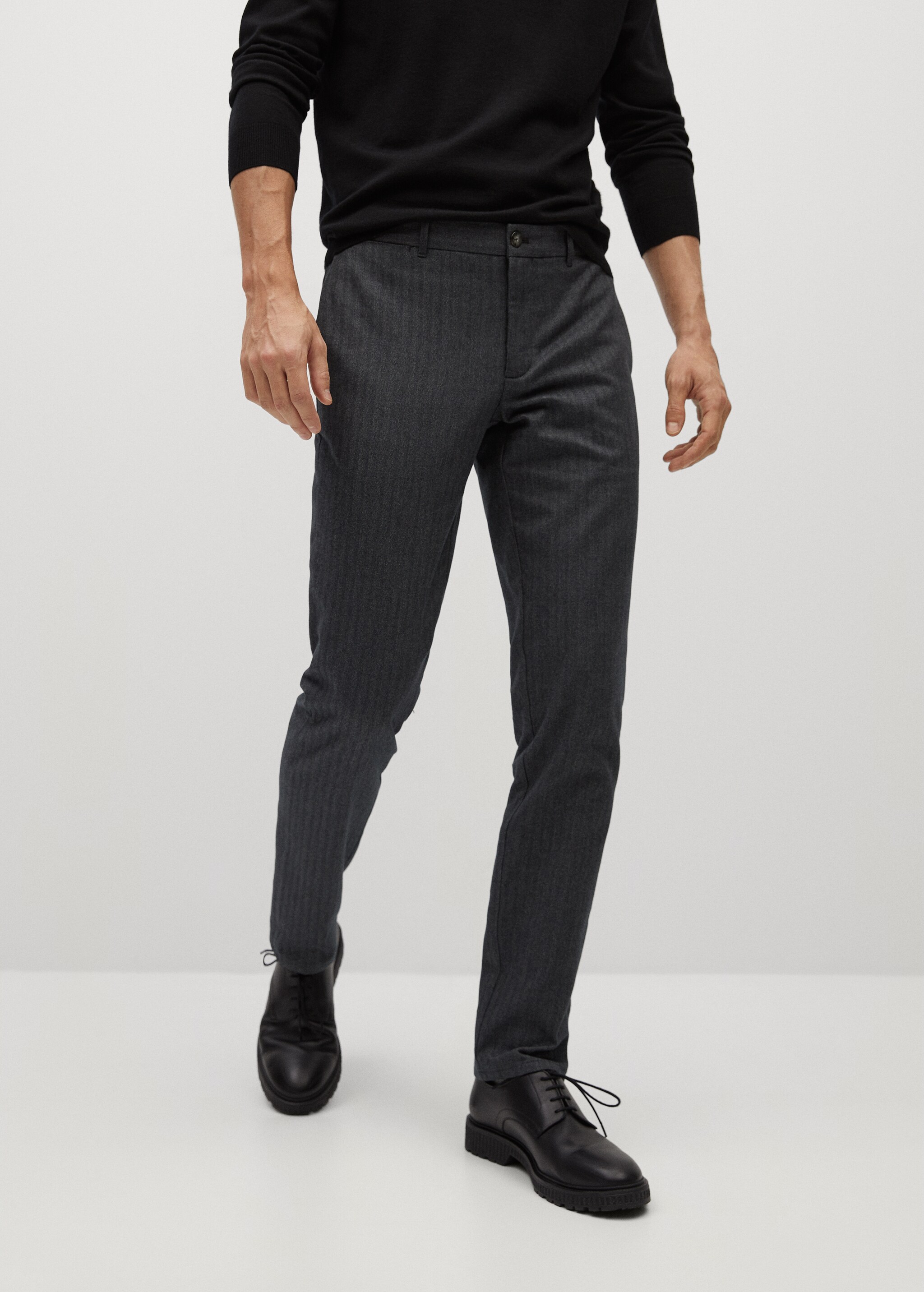 Bavlněné kalhoty slim fit - Náhled ve středové rovině