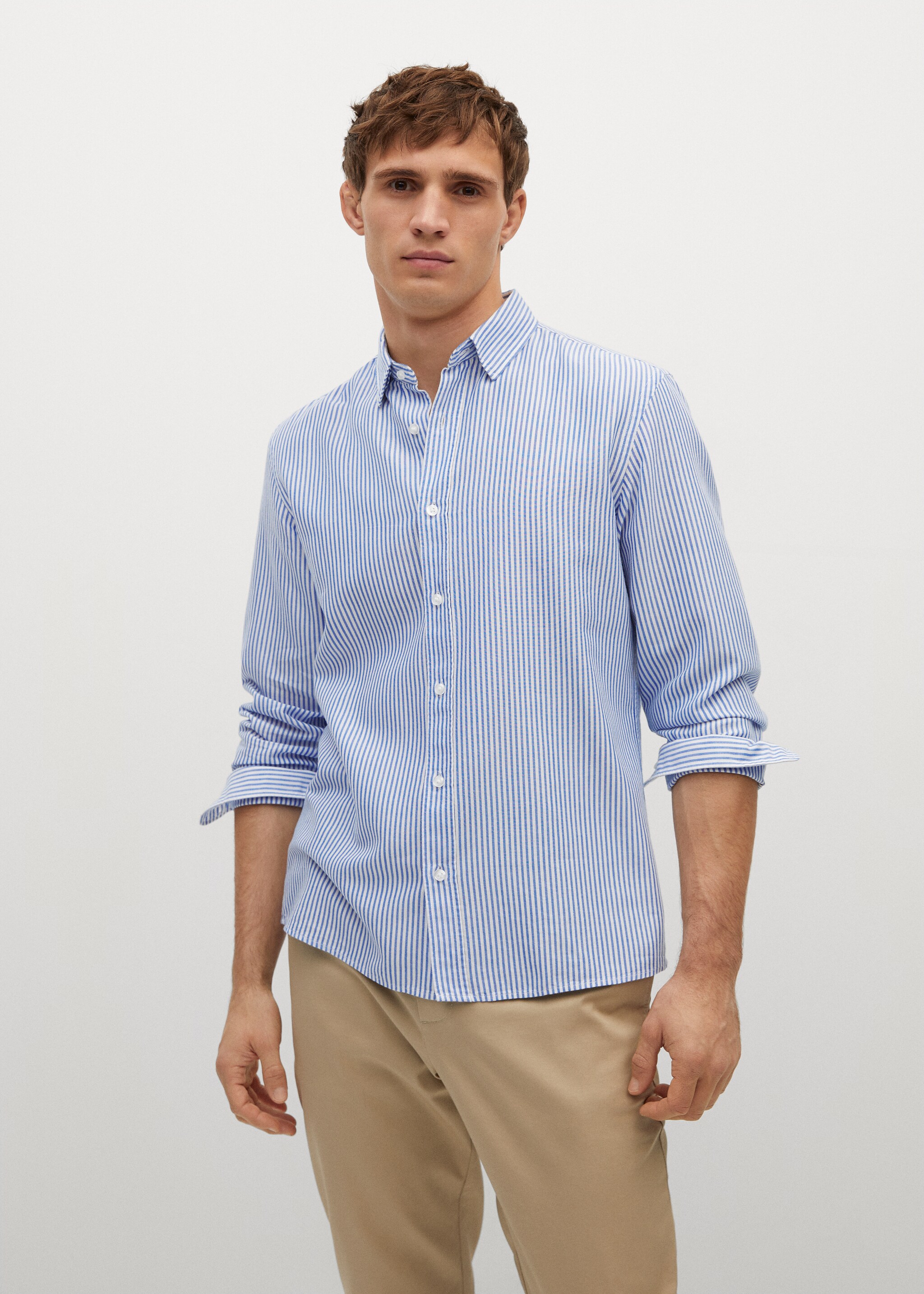 Camisa regular fit algodón rayas - Plano medio