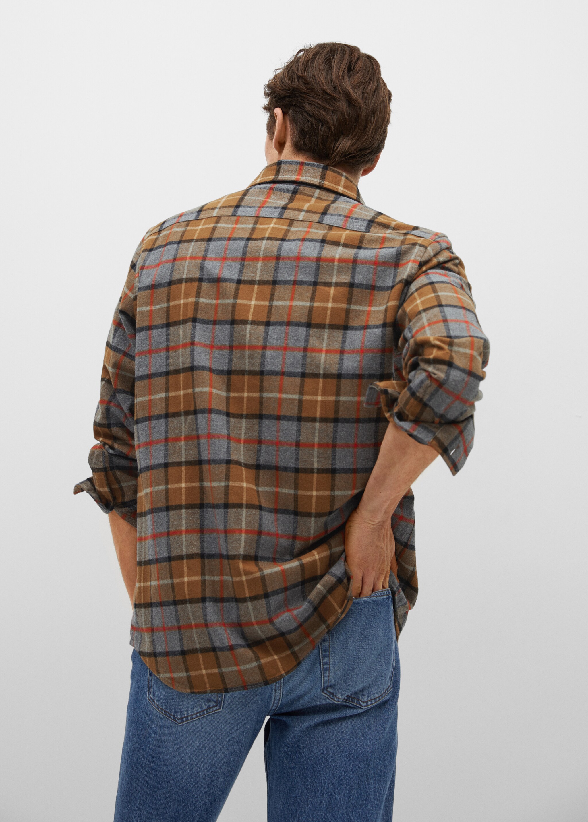 Sobrecamisa regular fit franela cuadros - Reverso del artículo