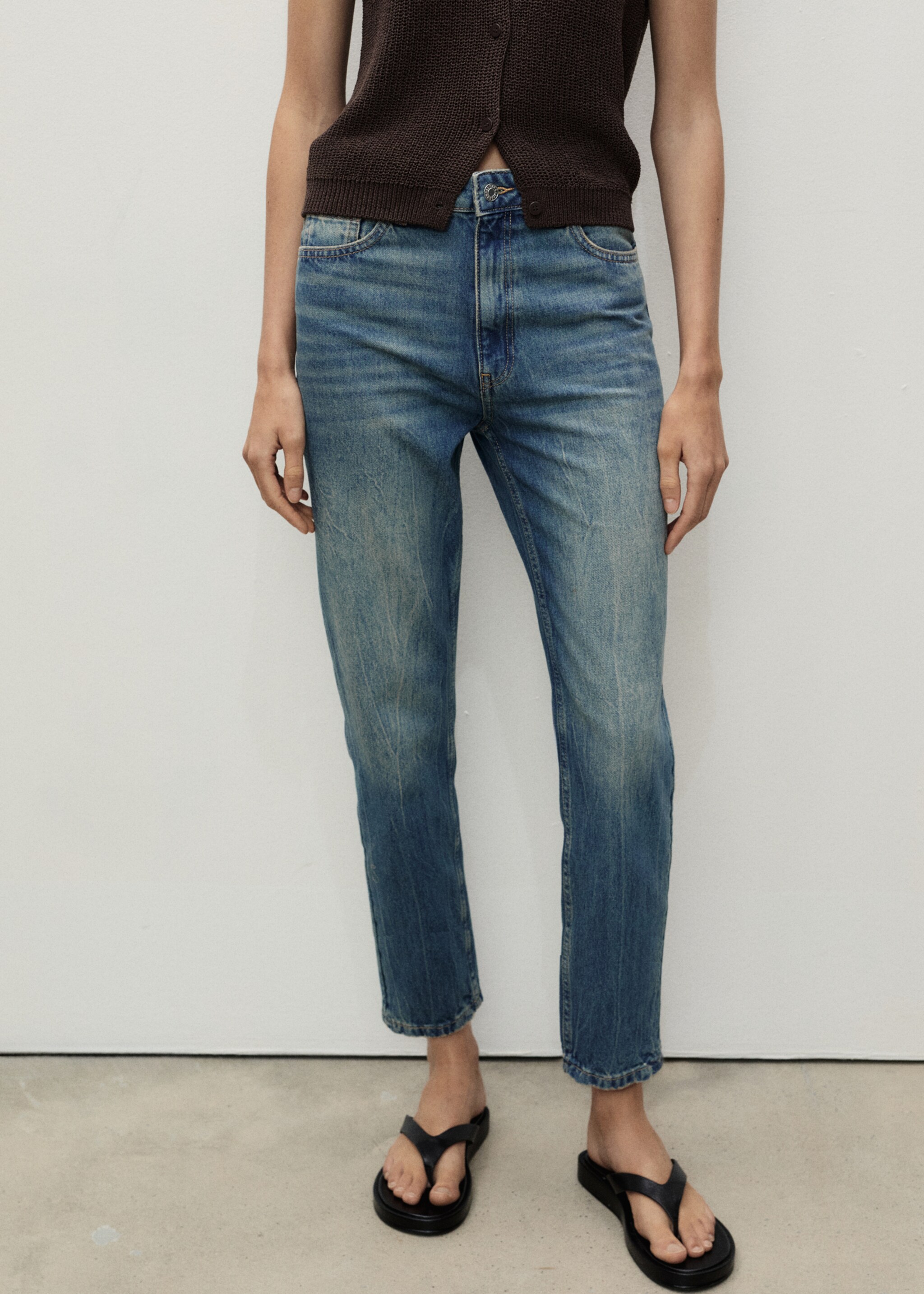 Mom2000 high-waist mom jeans - Middenvlak, Donker vintage blauw. Ref: 87040574-00.