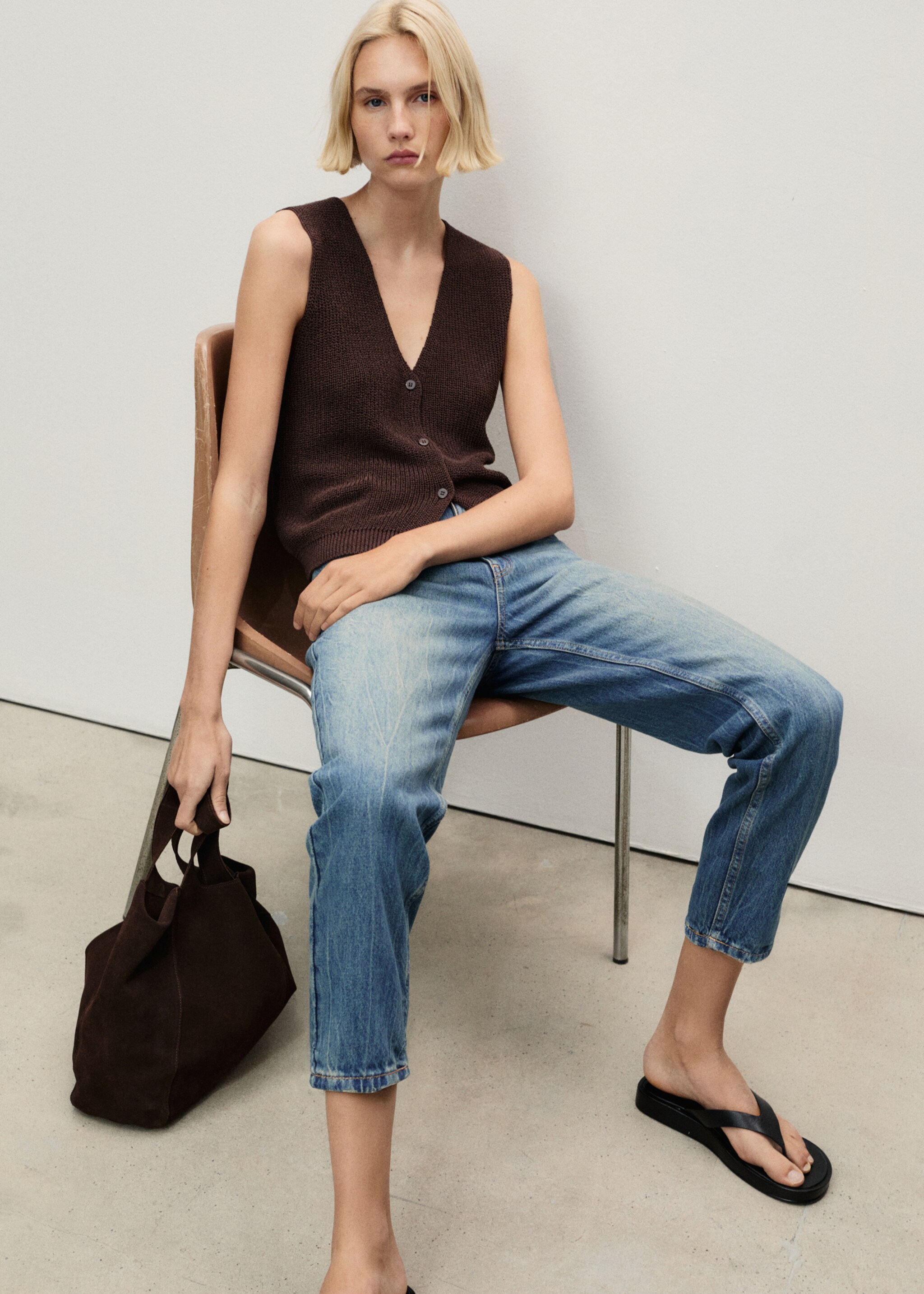 Mom2000 high-waist mom jeans - Detail van het artikel 1, Donker vintage blauw. Ref: 87040574-00.