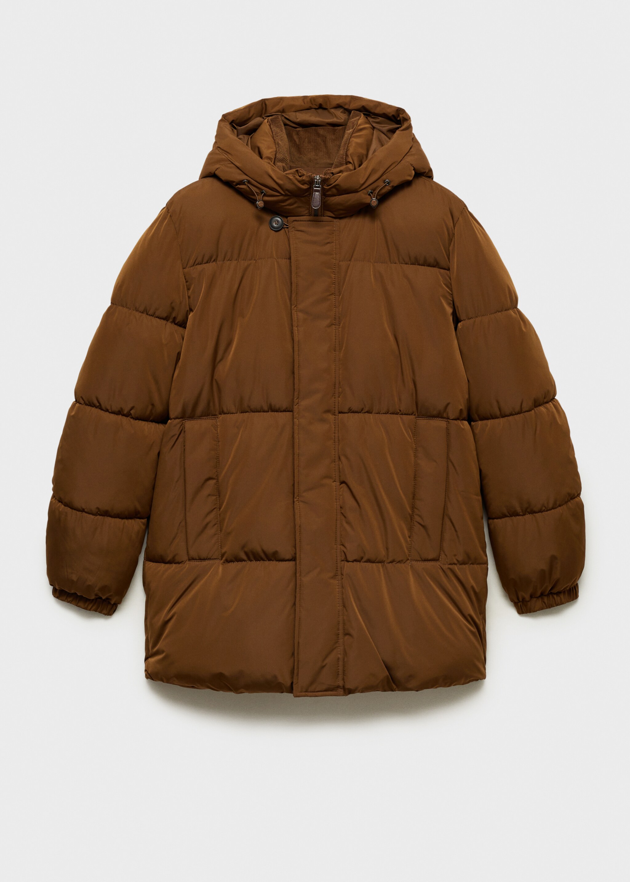 Anorac embuatat caputxa water-repellent - Article sense model, Marró tabac. Ref: 87040575-00.