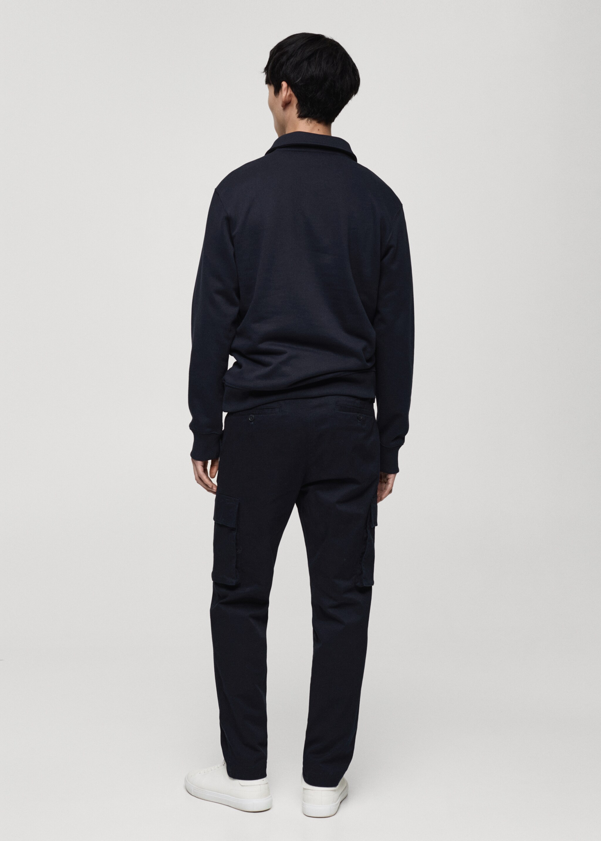 Regular fit cotton cargo trousers - Reverse of the article, Dark Navy. Ref: 87040576-00.