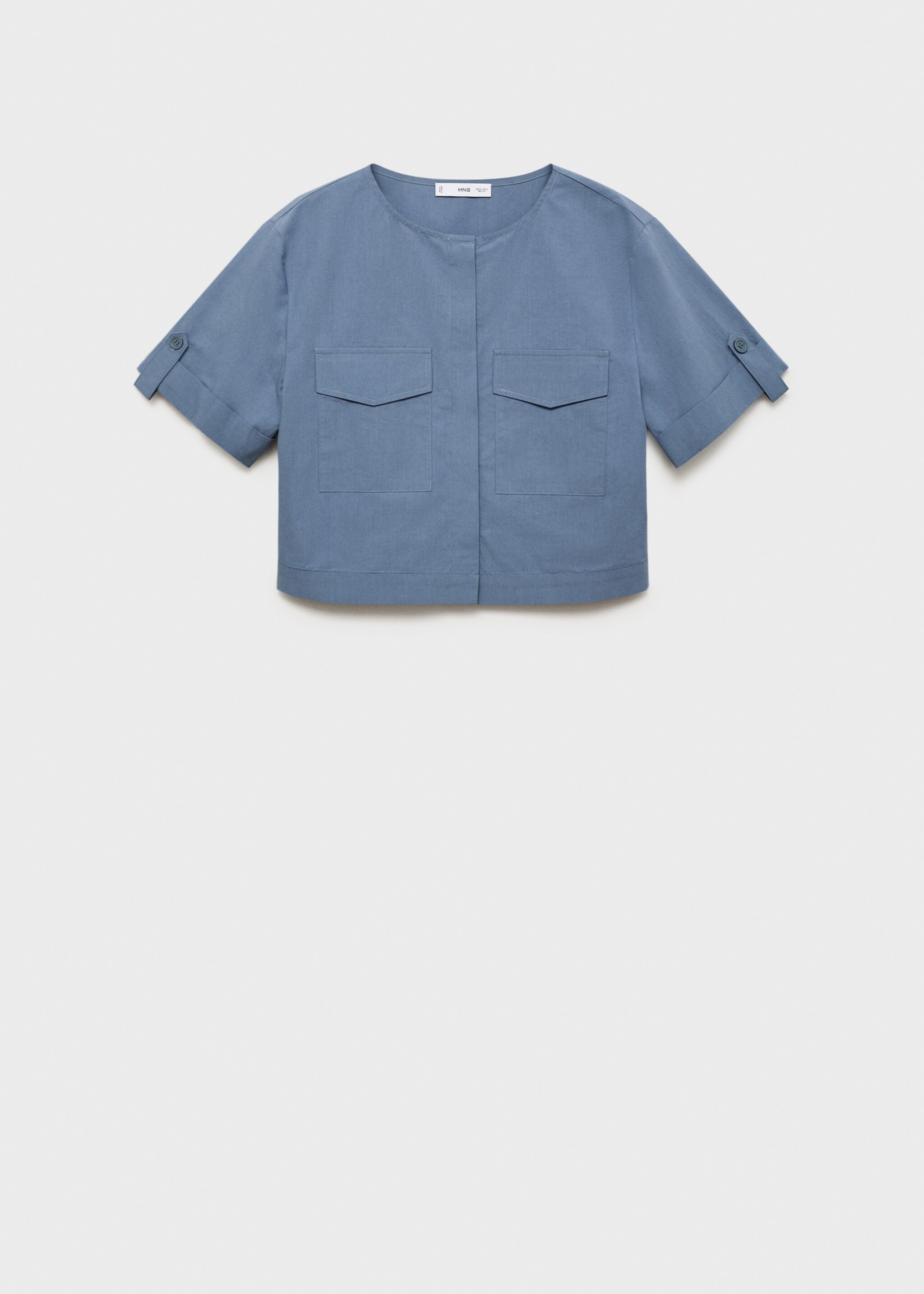 Baumwollbluse mit Taschen - Artikel ohne Model, Blau. Ref: 87040579-00.