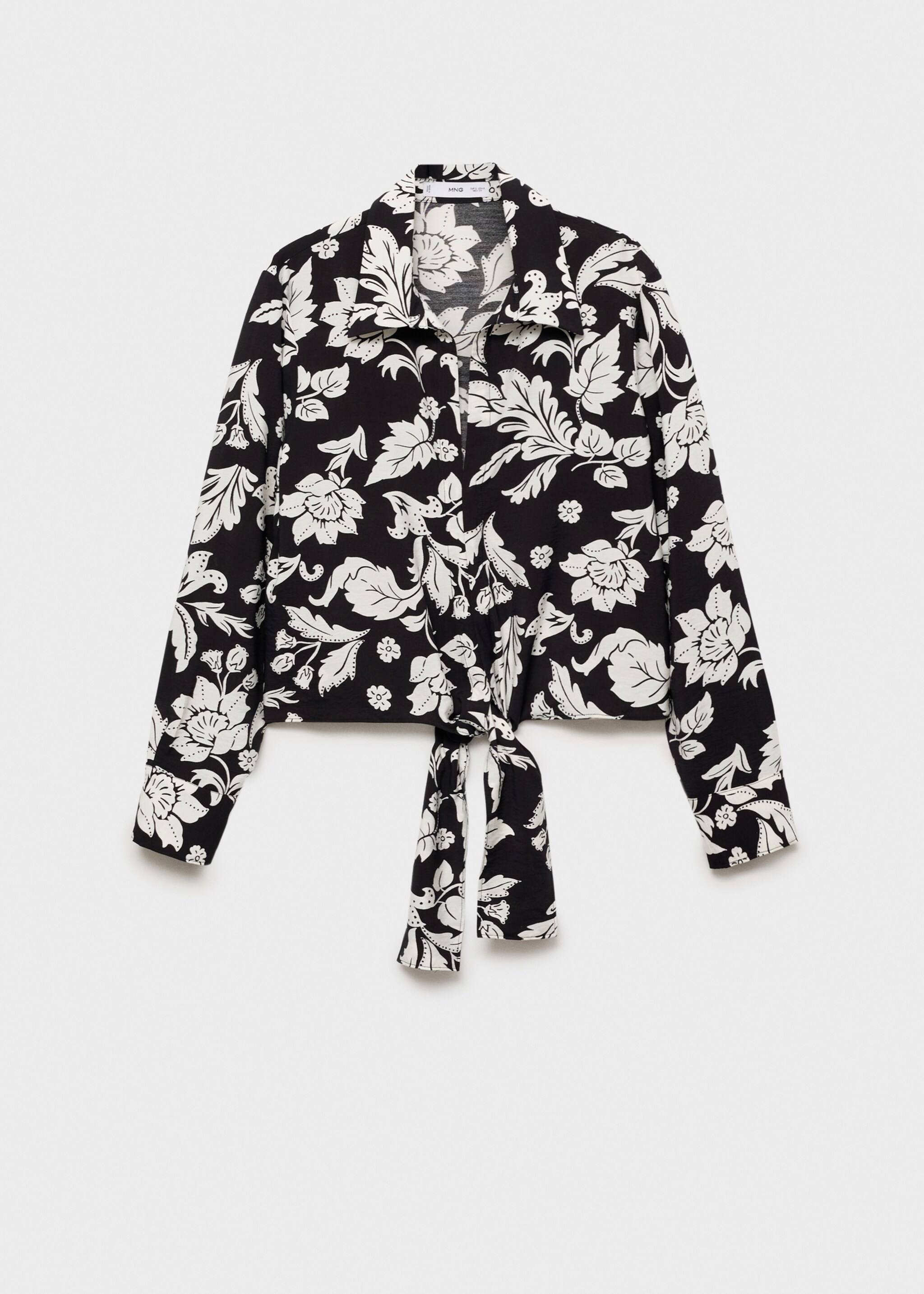 Floral-print blouse with knot detail - Article without model, Black. Ref: 87040581-00.