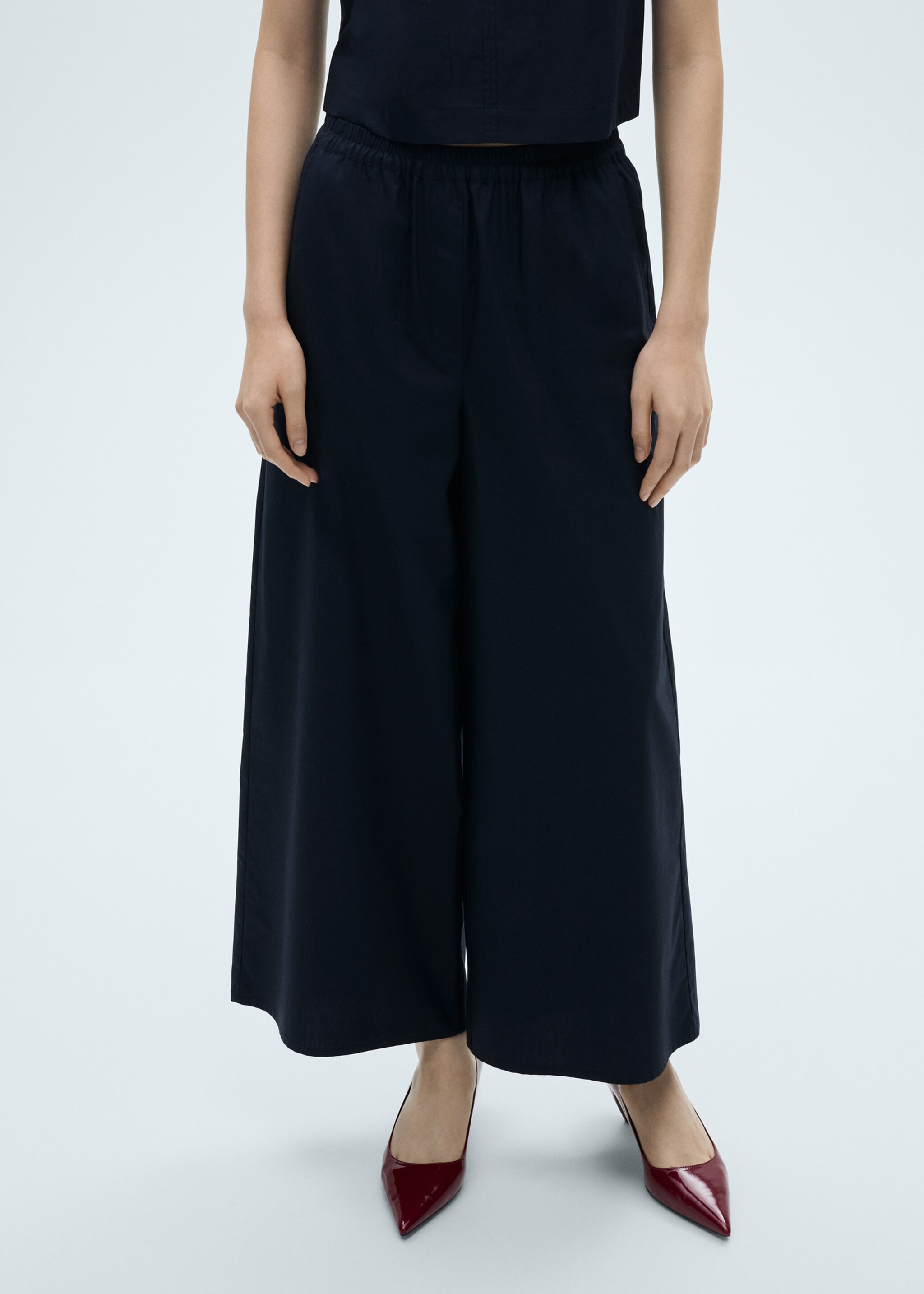 Cotton culotte trousers - Medium plane, Dark Navy. Ref: 87040583-00.
