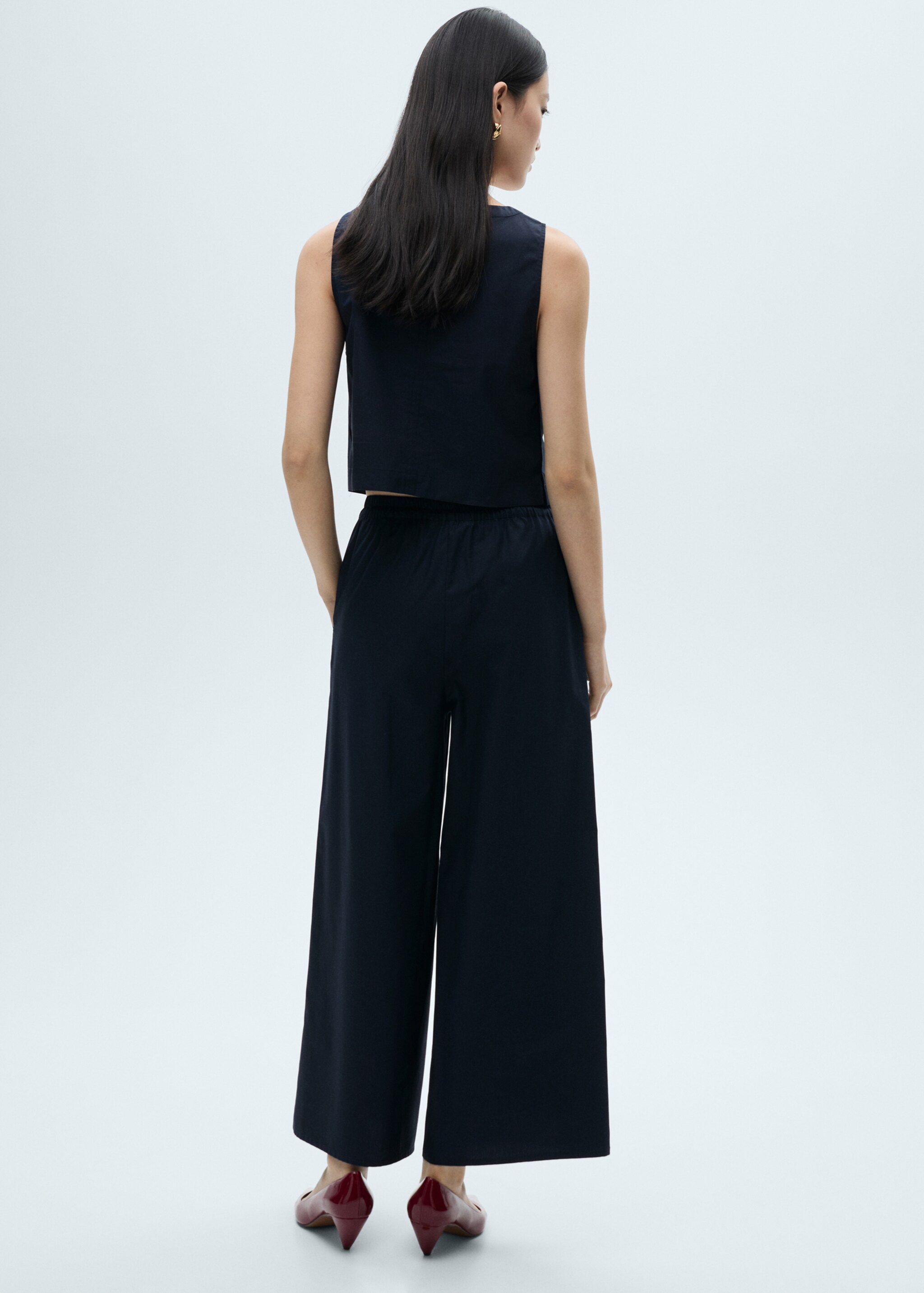 Cotton culotte trousers - Reverse of the article, Dark Navy. Ref: 87040583-00.