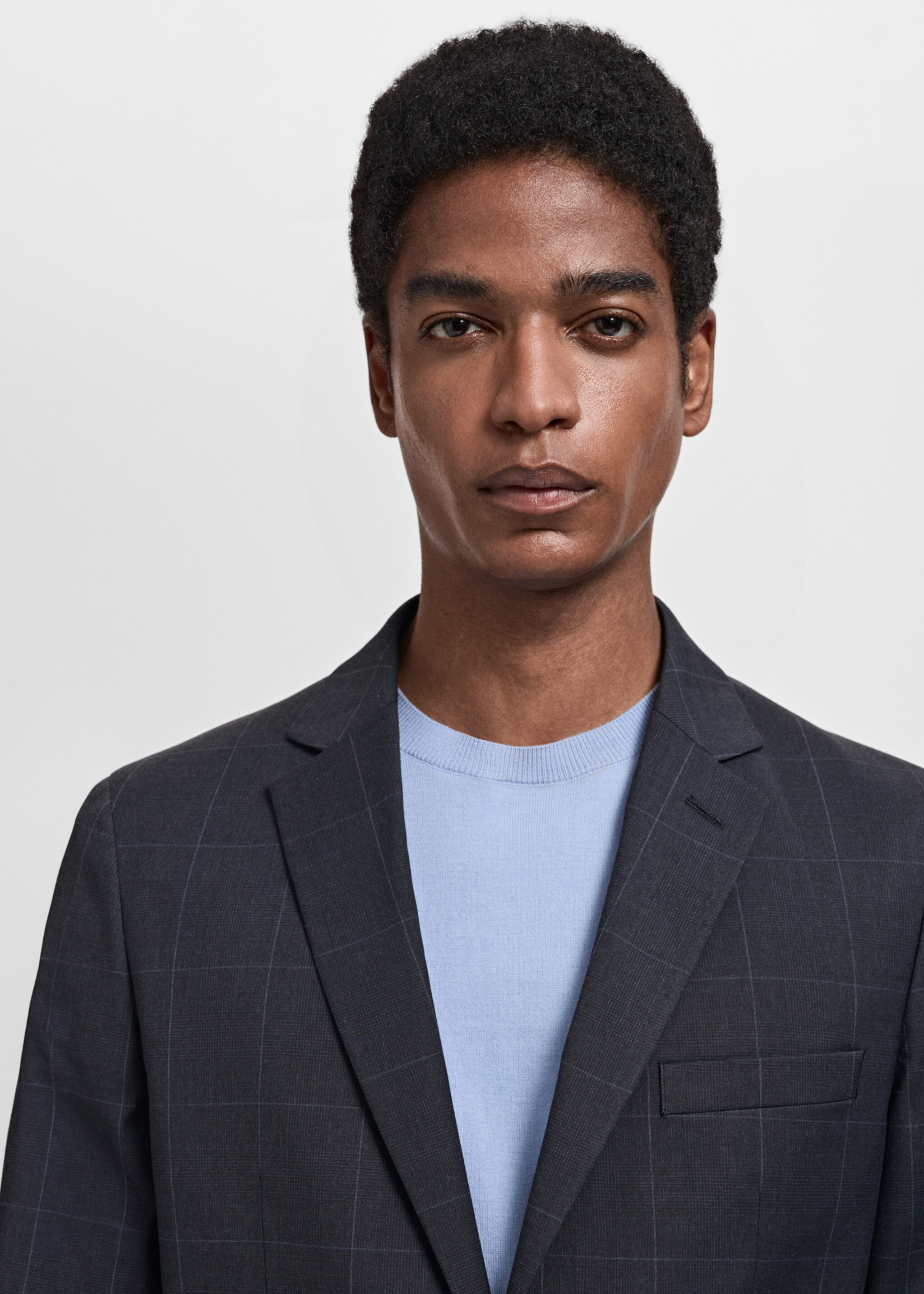 Super slim-fit suit jacket in stretch fabric - Details of the article 1, Dark Navy. Ref: 87040585-00.