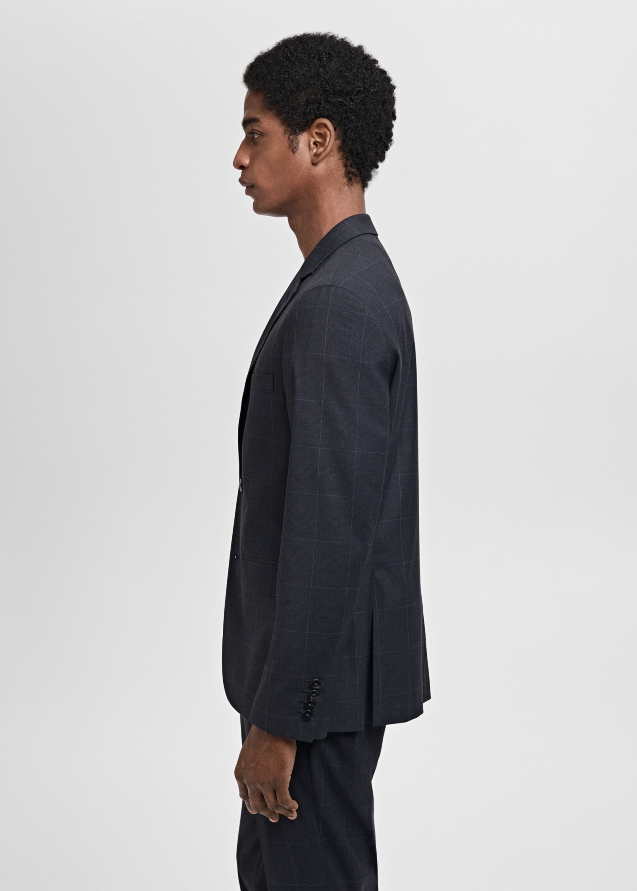 Super slim-fit suit jacket in stretch fabric - Details of the article 2, Dark Navy. Ref: 87040585-00.