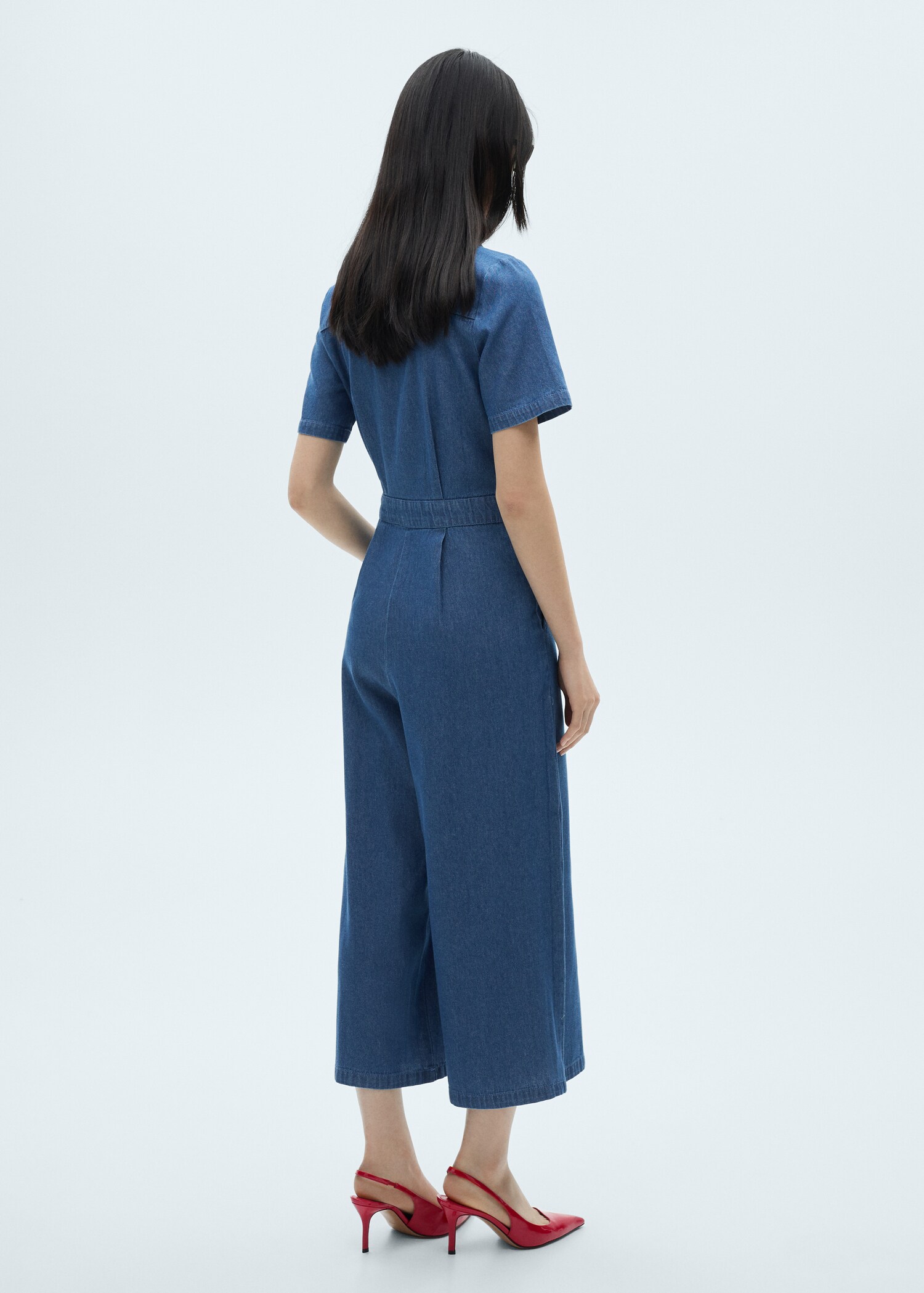 Short-sleeved denim jumpsuit - Details of the article 1