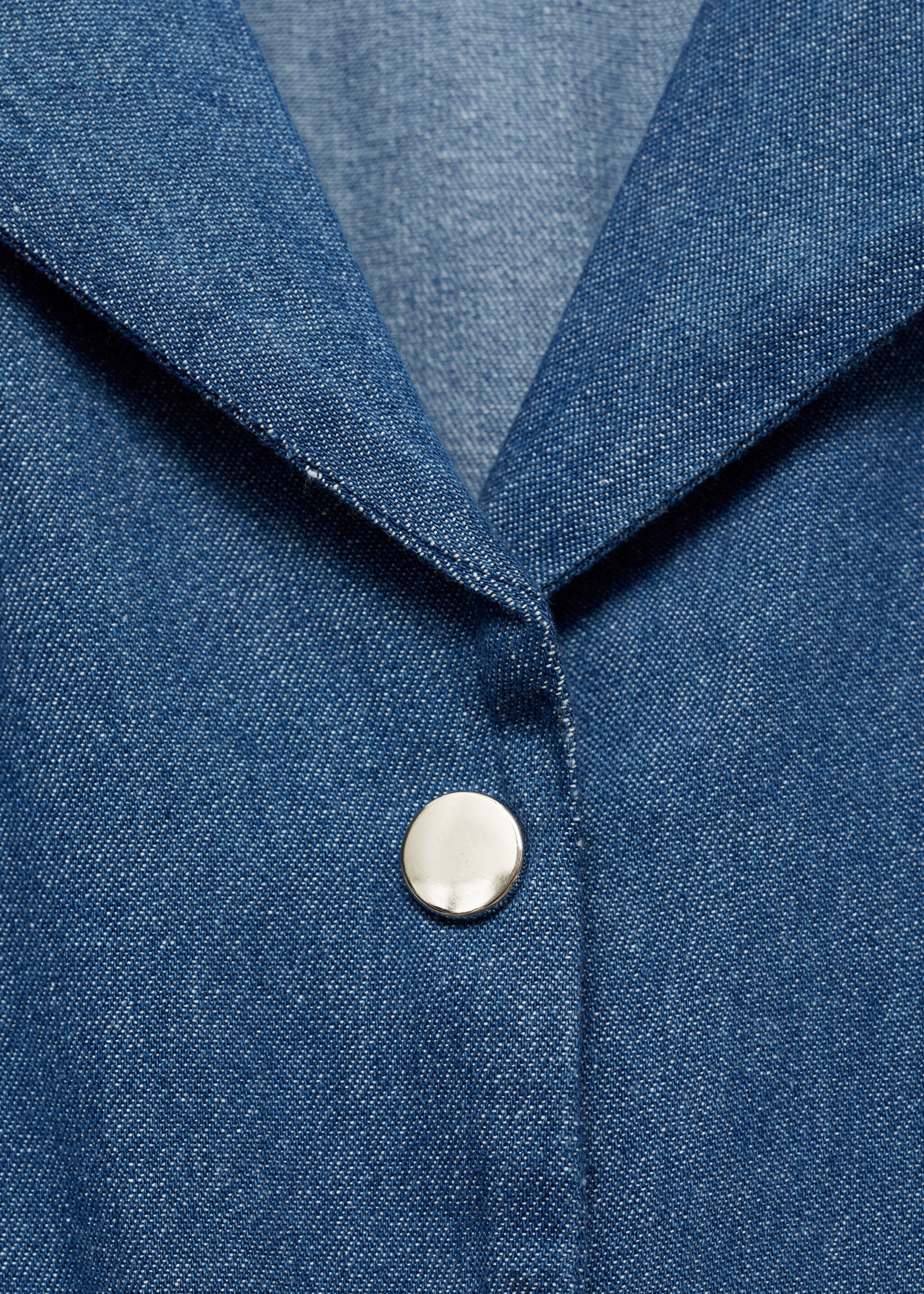 Short-sleeved denim jumpsuit - Details of the article 8, Medium Blue. Ref: 87040589-00.