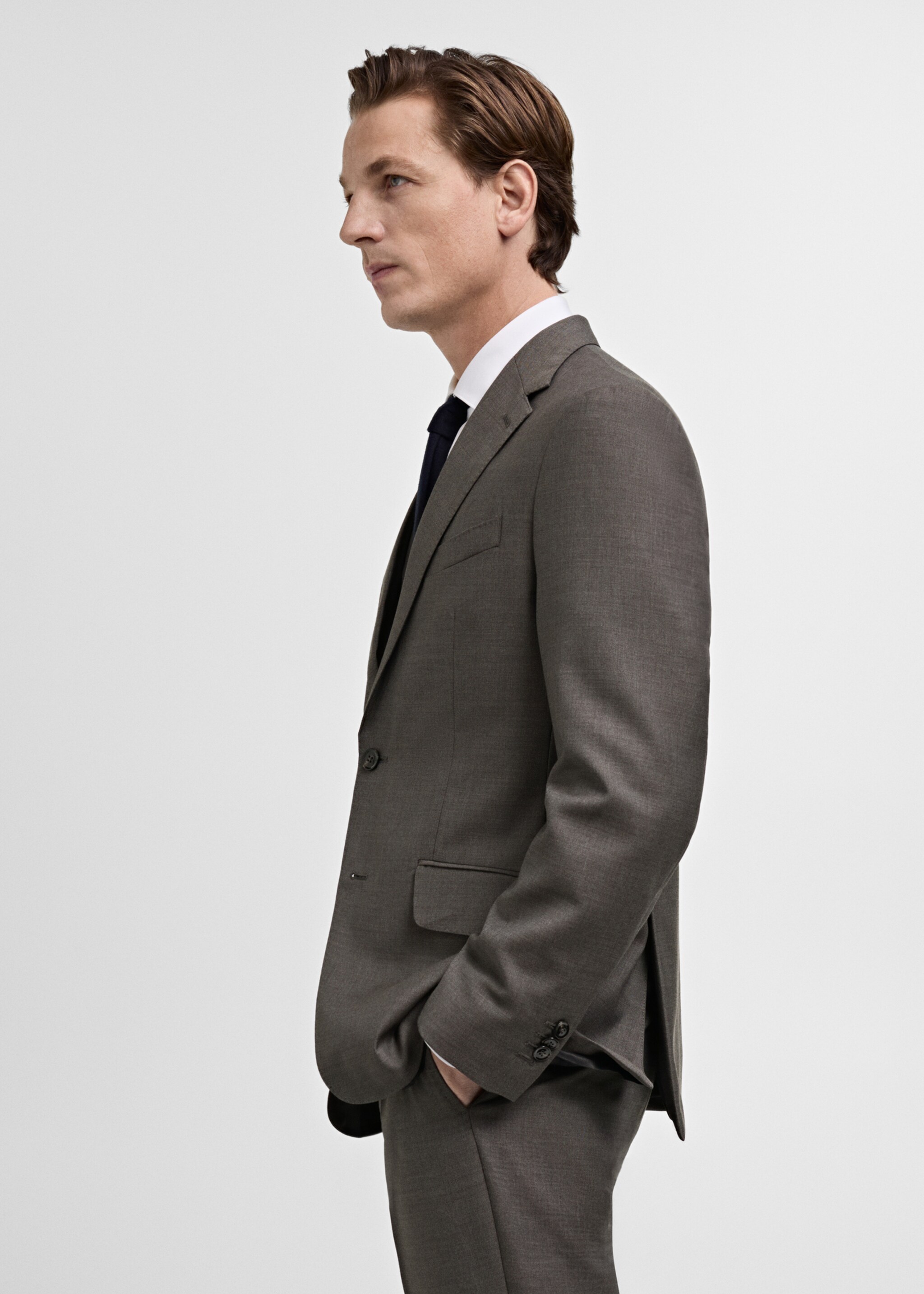 Venice 100% virgin wool suit jacket - Details of the article 2, Grey. Ref: 87040592-00.