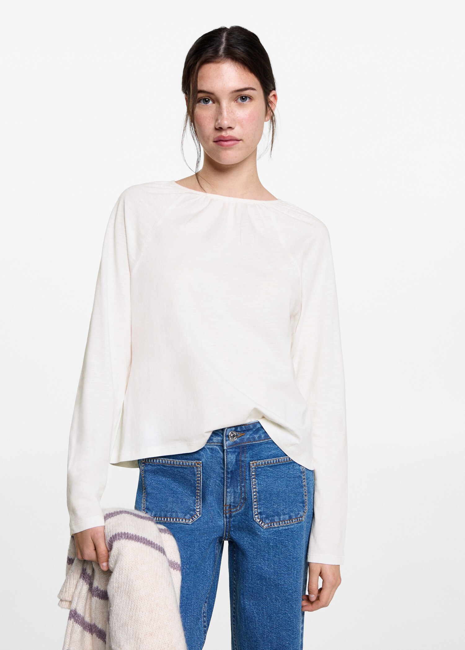 Gathered neck T-shirt - Medium plane