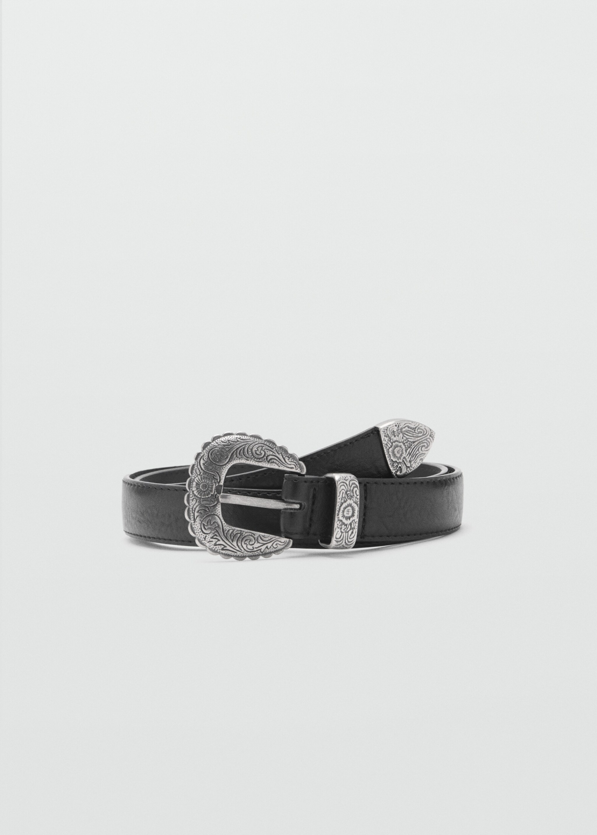 Embossed buckle belt - Article without model, Black. Ref: 87040594-00.