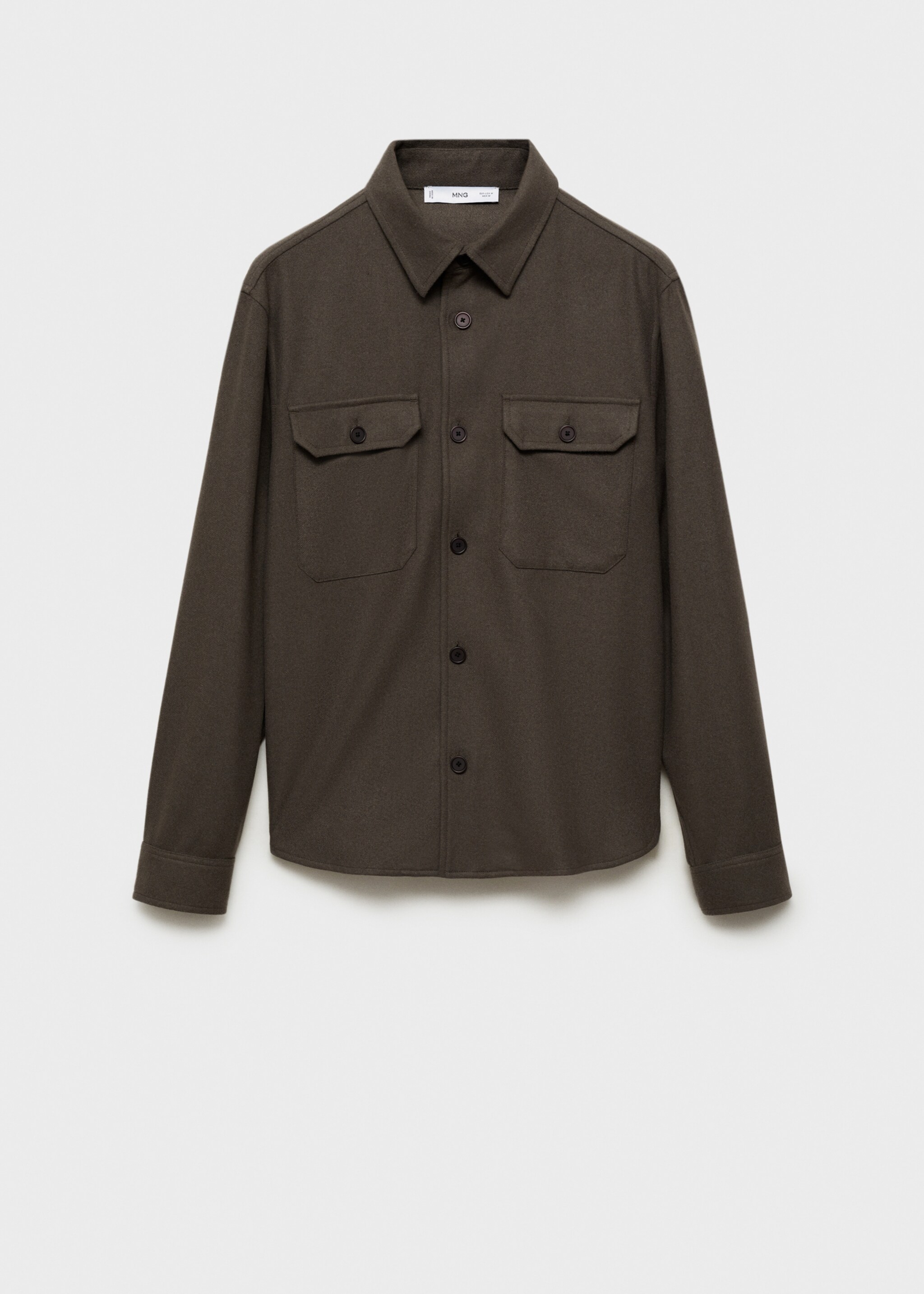 Wool-blend flannel overshirt - Article without model, Khaki. Ref: 87040597-00.