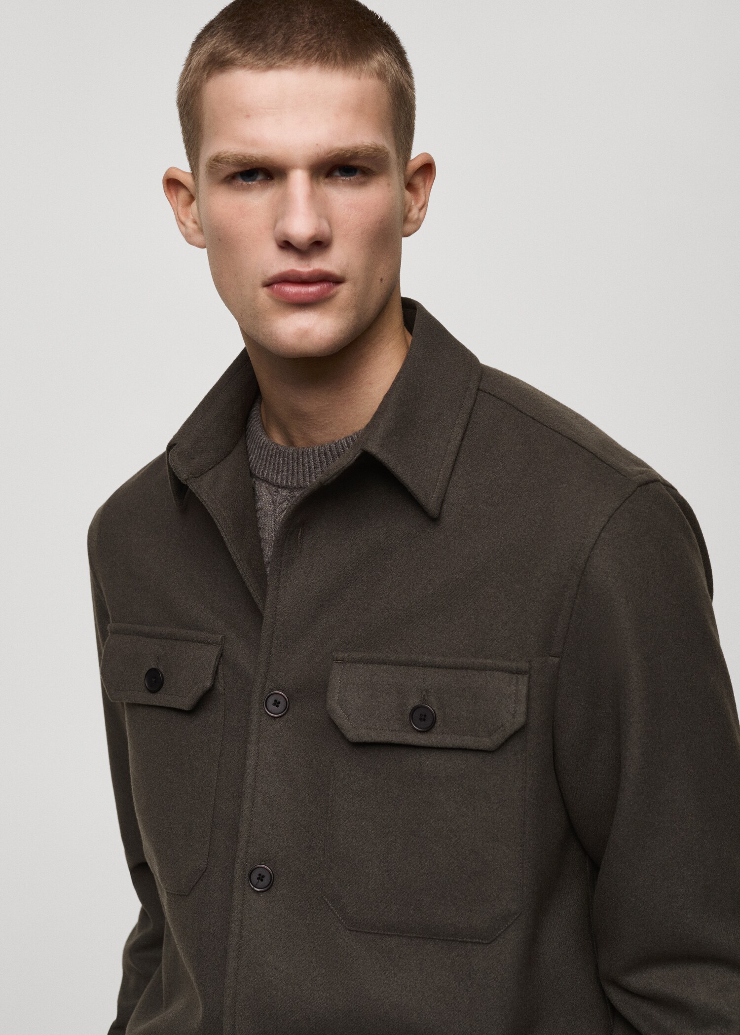 Wool-blend flannel overshirt - Details of the article 1