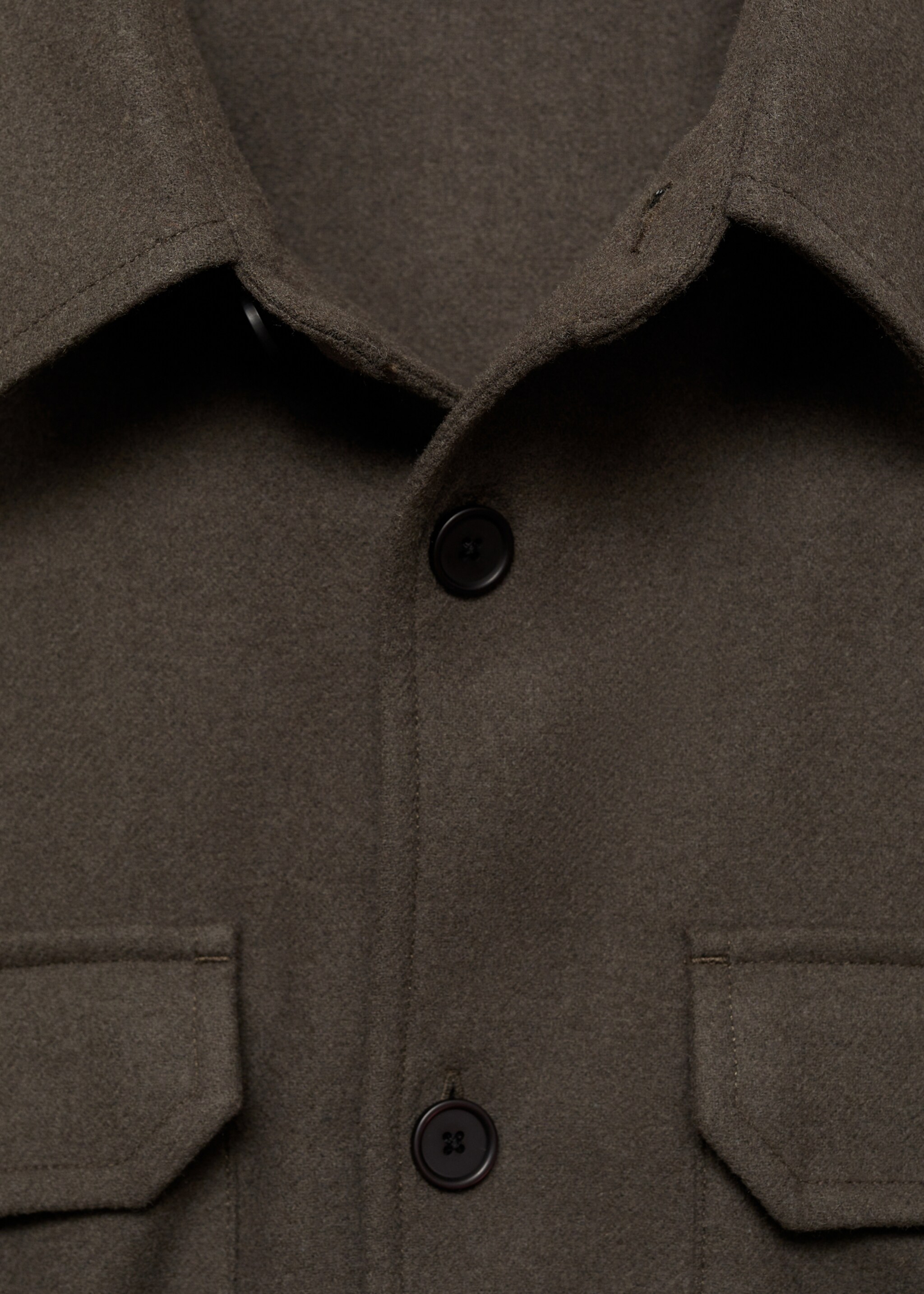 Wool-blend flannel overshirt - Details of the article 8, Khaki. Ref: 87040597-00.