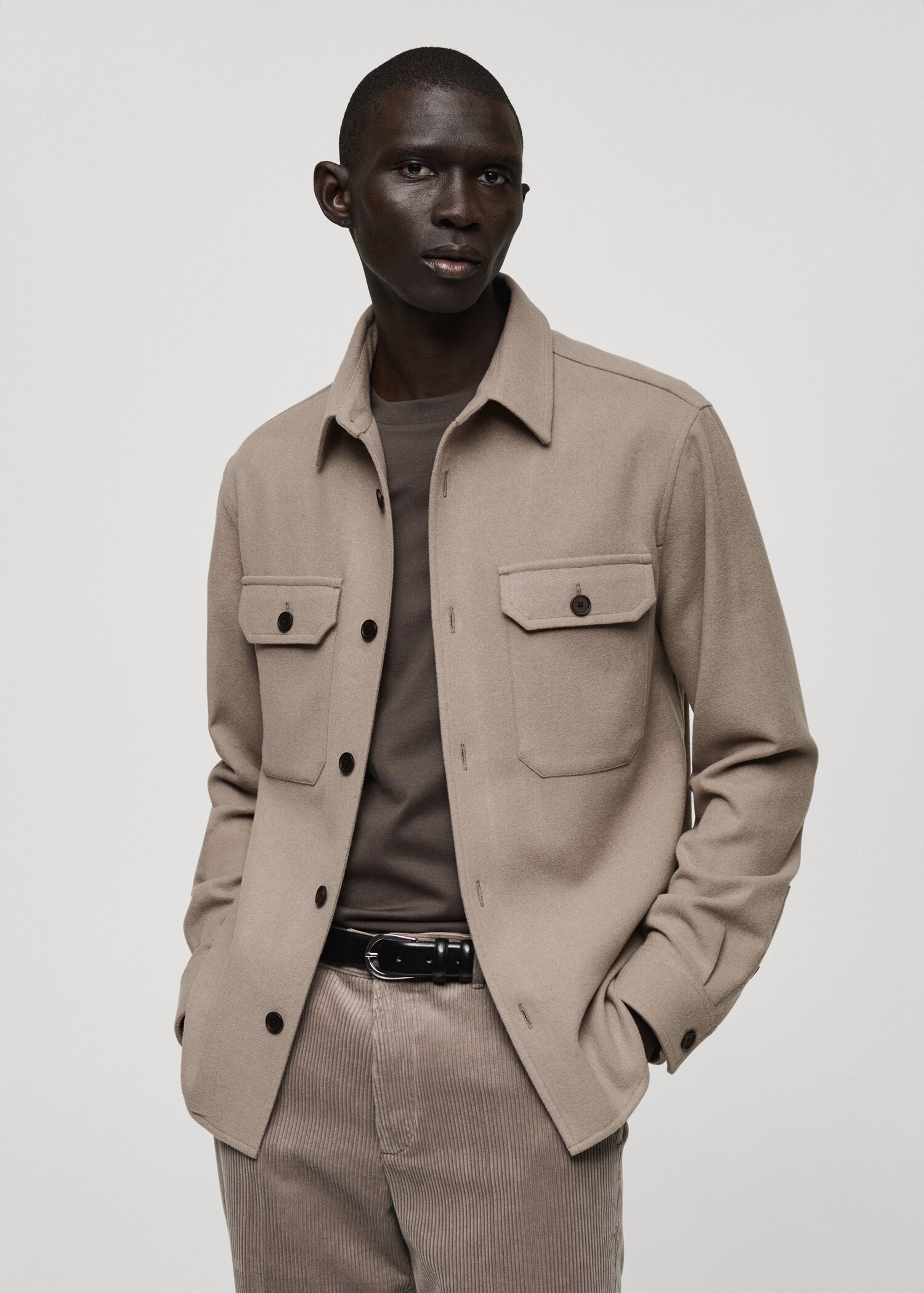 Wool-blend flannel overshirt - Medium plane