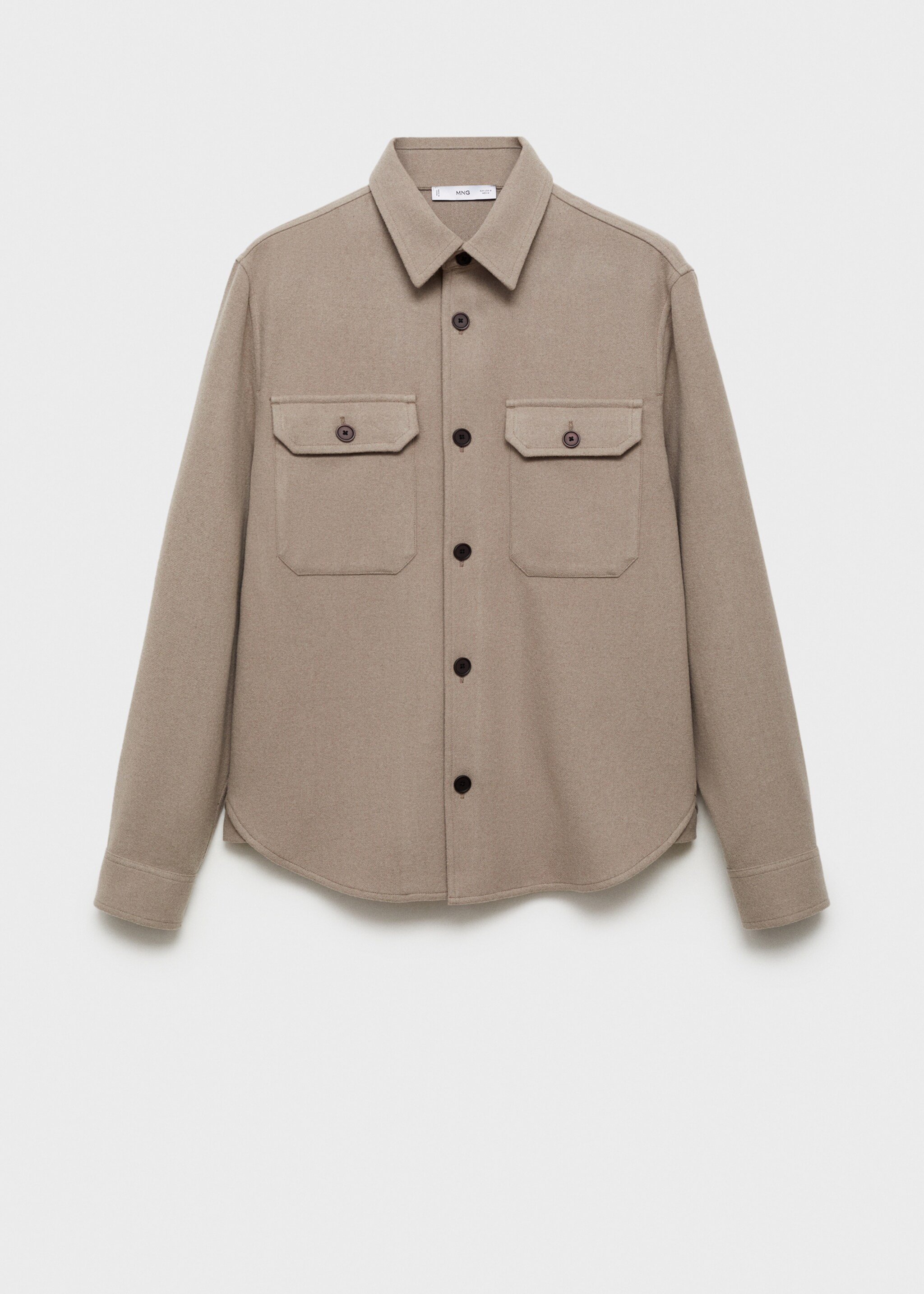 Wool-blend flannel overshirt - Article without model, Grey. Ref: 87040597-00.