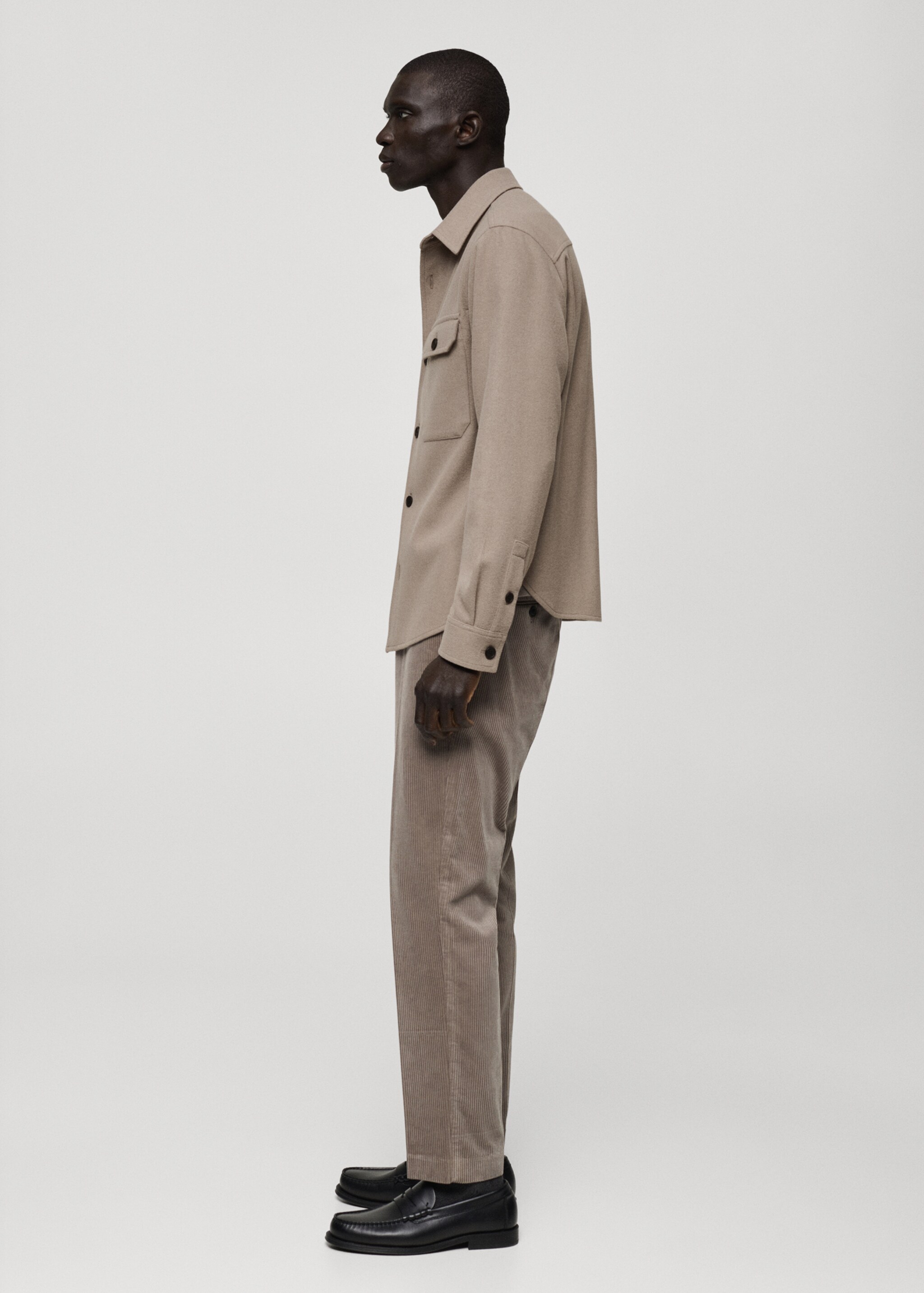 Wool-blend flannel overshirt - Details of the article 2, Grey. Ref: 87040597-00.