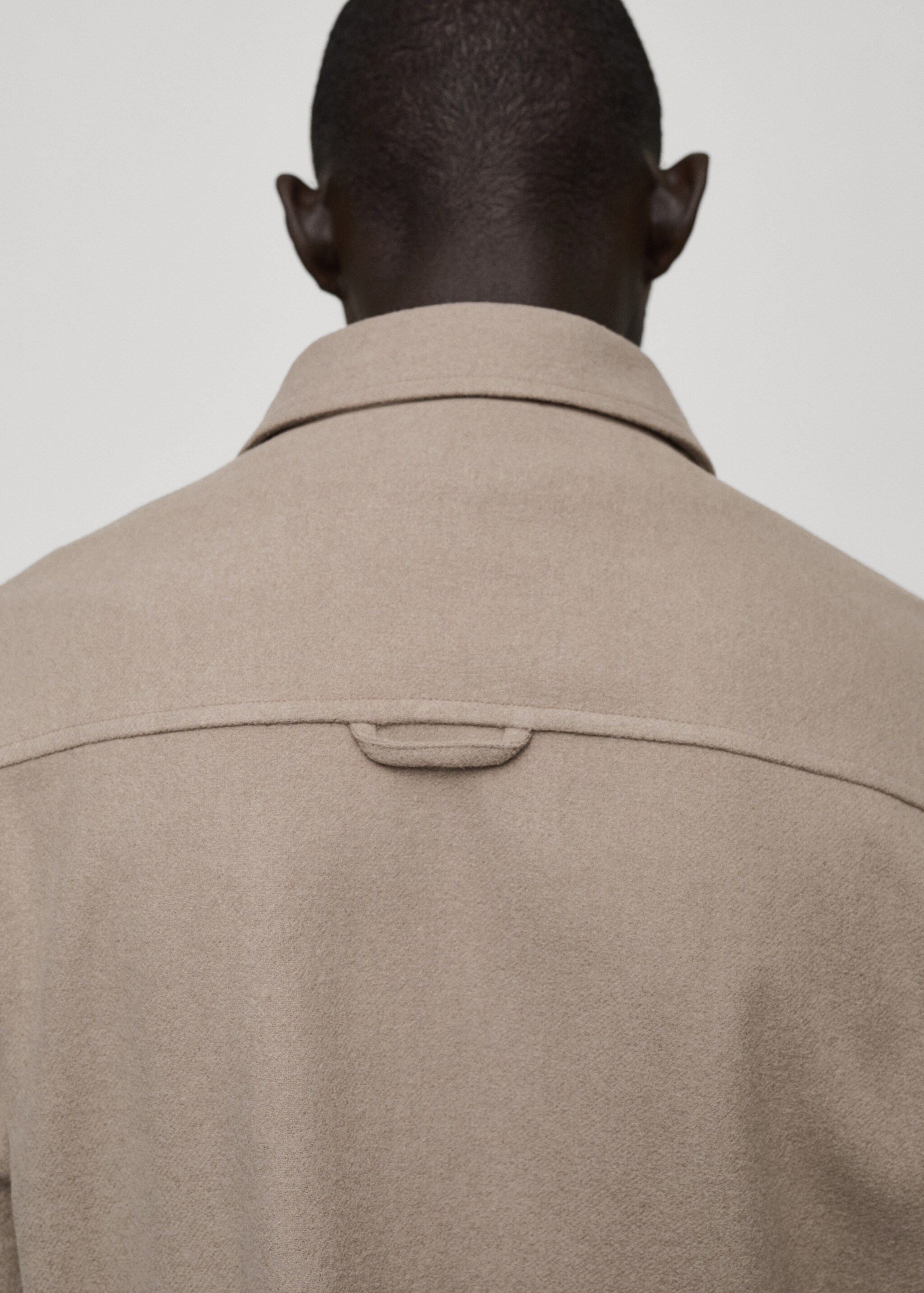 Wool-blend flannel overshirt - Details of the article 6, Grey. Ref: 87040597-00.