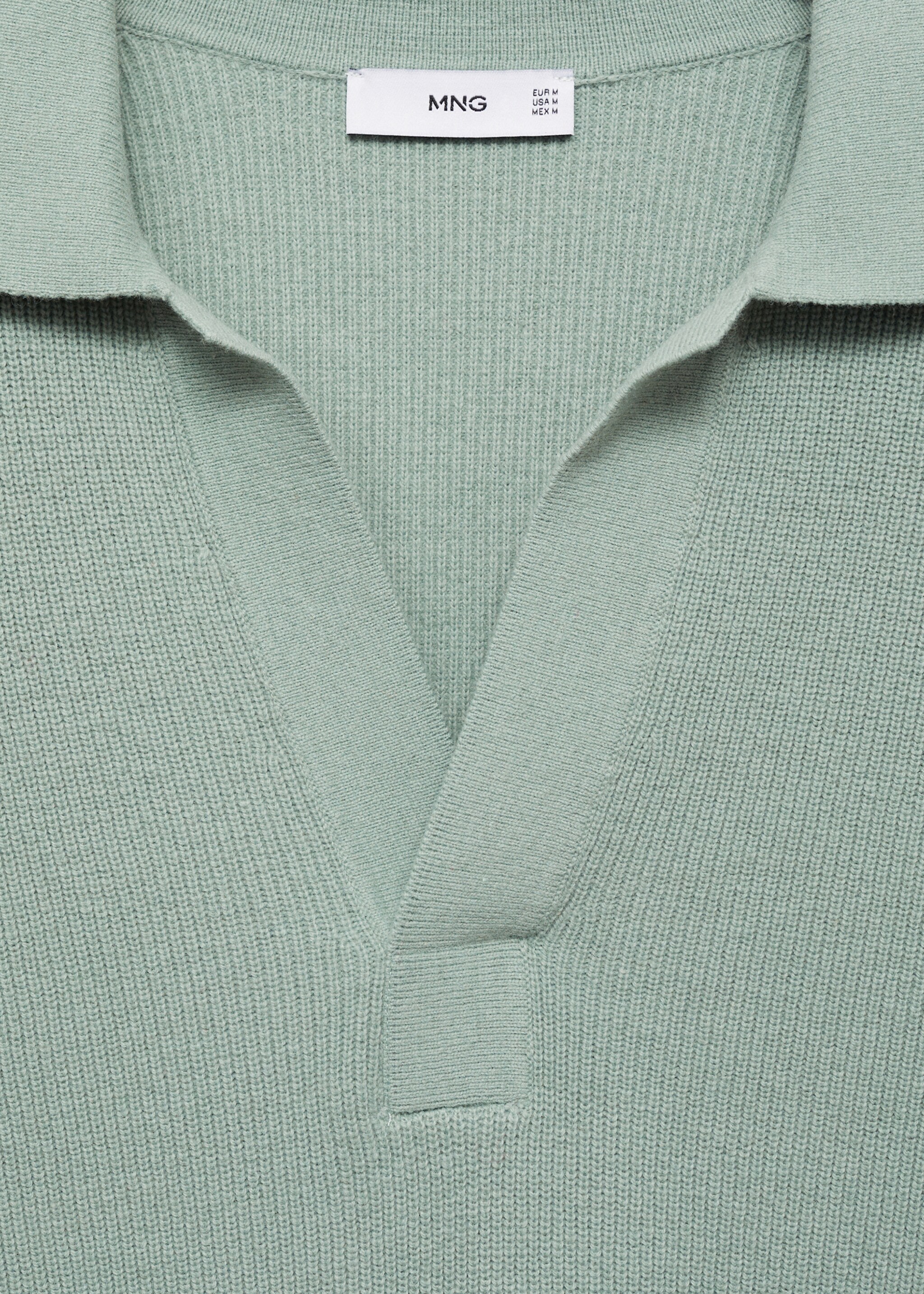 Knitted wool blend polo sweater - Details of the article 8, Aqua Green. Ref: 87040600-00.