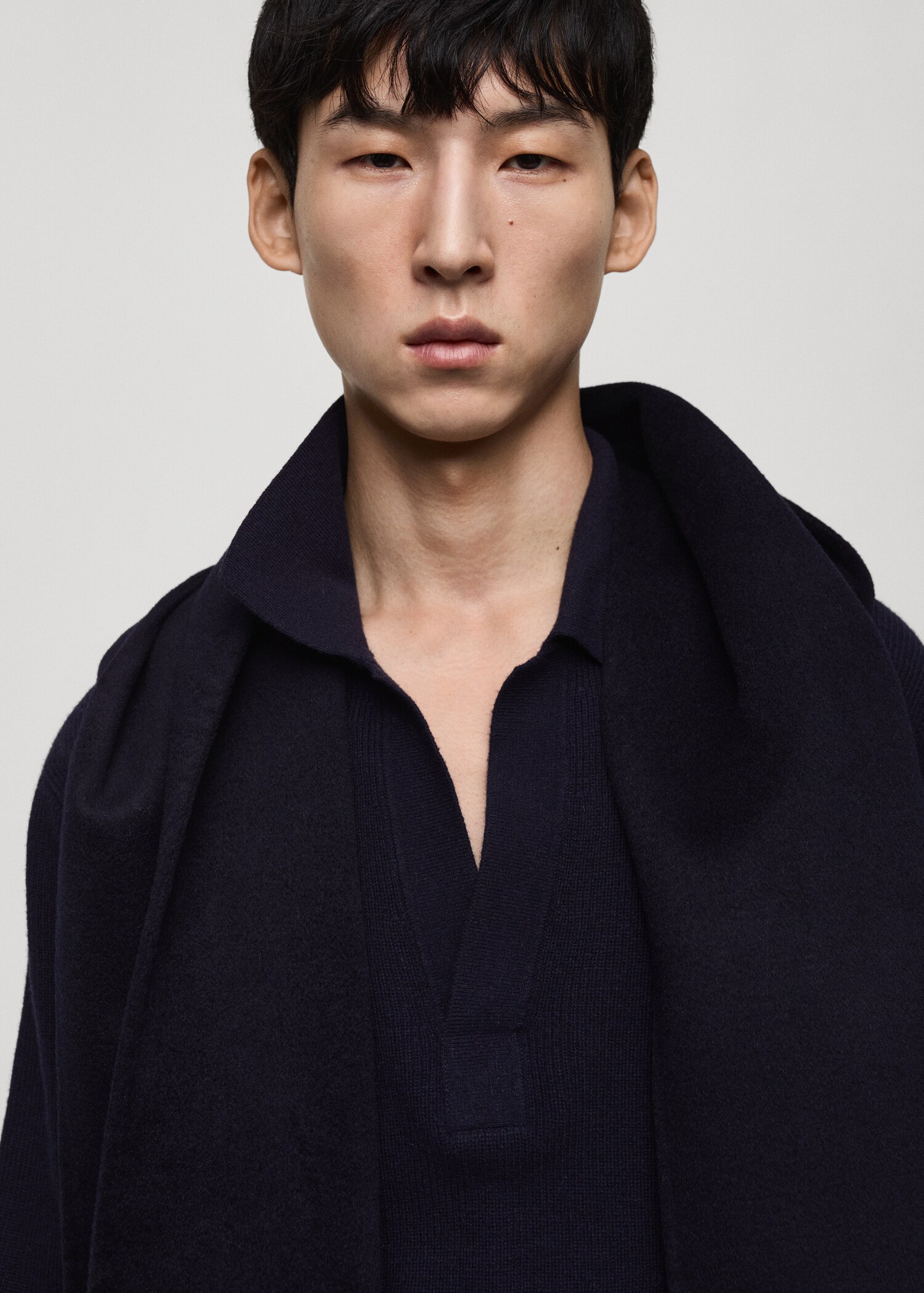 Knitted wool blend polo sweater - Details of the article 1