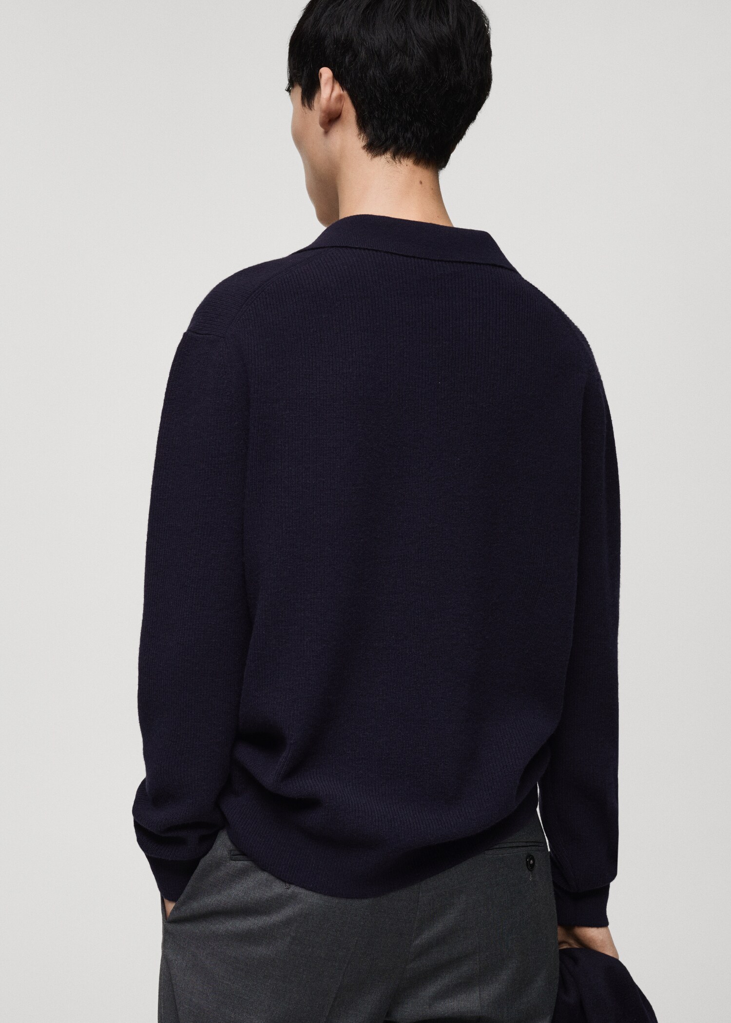 Knitted wool blend polo sweater - Reverse of the article