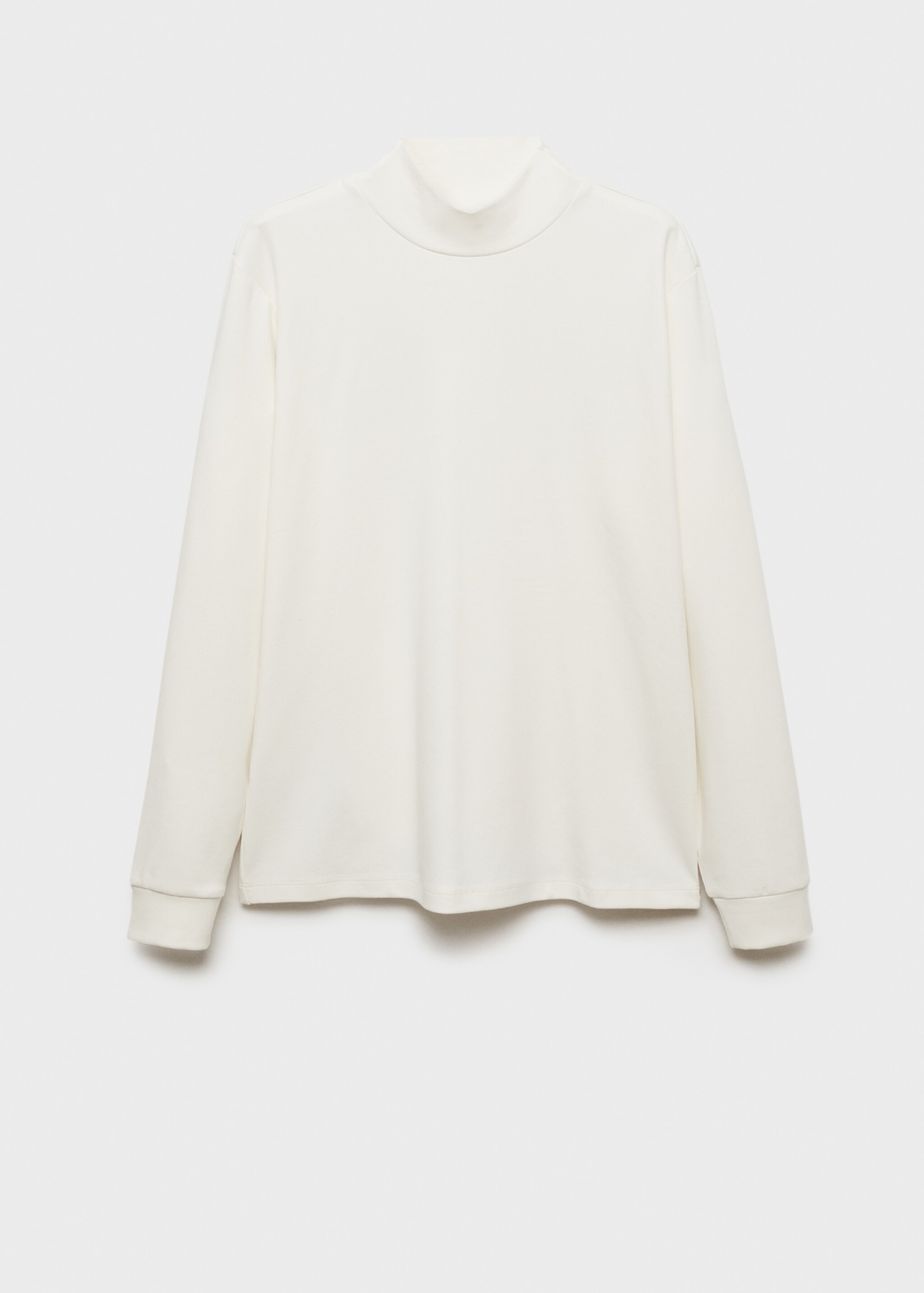Langärmliges T-Shirt mit halbhohem Kragen - Artikel ohne Model, Ecru. Ref: 87040601-00.