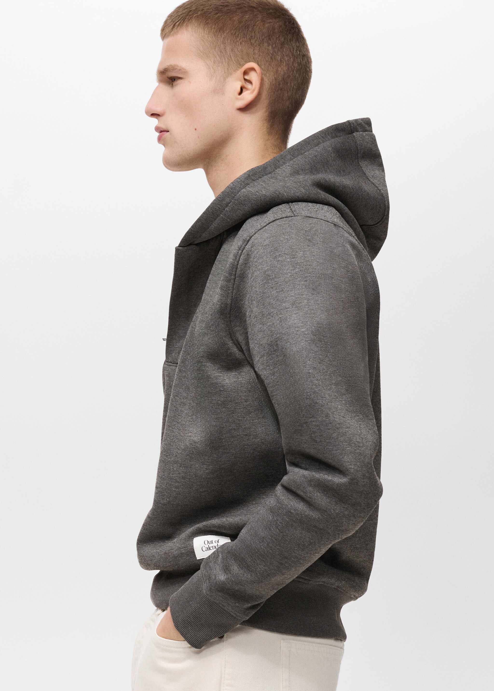 Hoodie mit Zip-Kragen - Detail des Artikels 2, Mittelgrau meliert. Ref: 87040603-00.