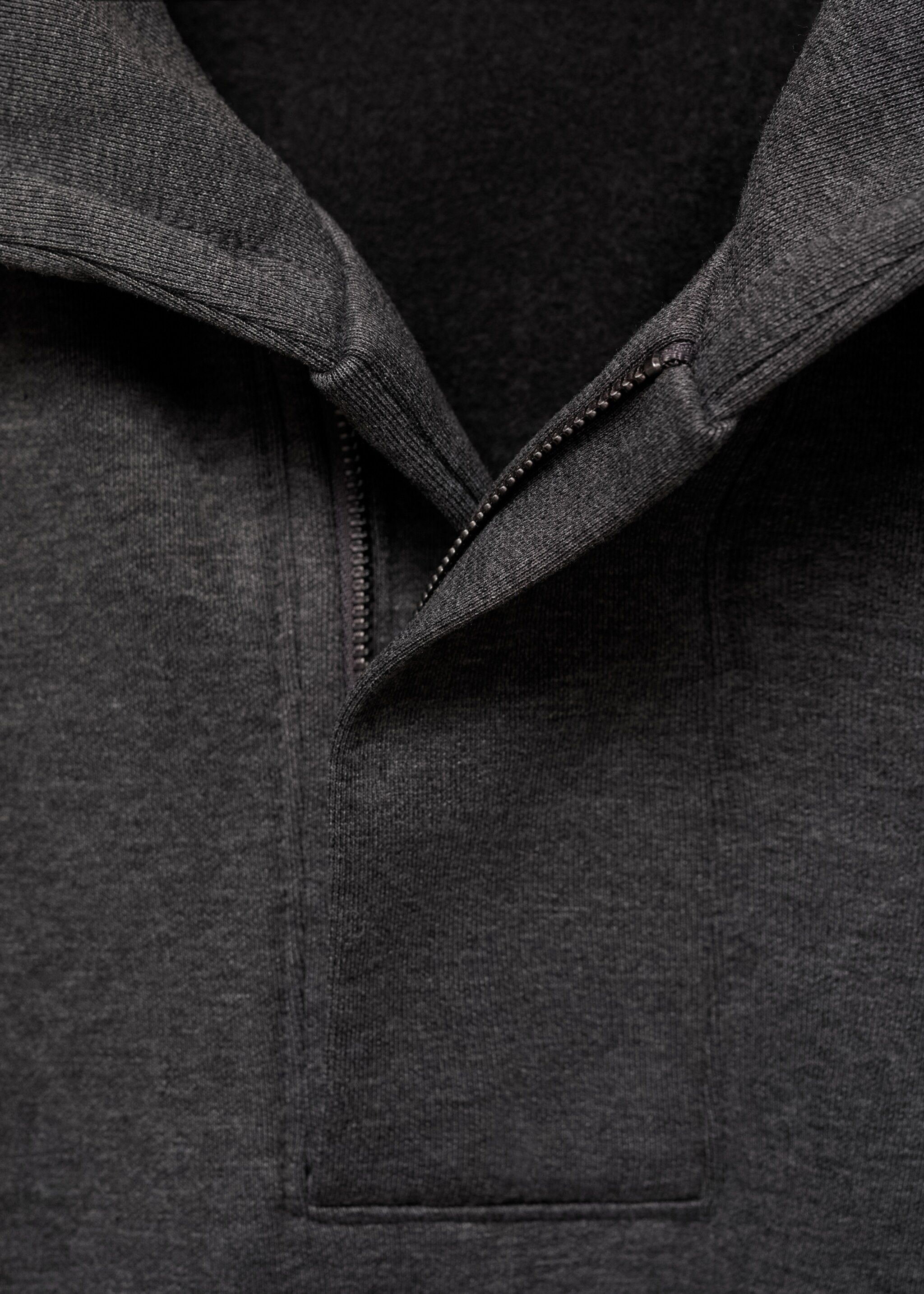 Hoodie mit Zip-Kragen - Detail des Artikels 8, Mittelgrau meliert. Ref: 87040603-00.
