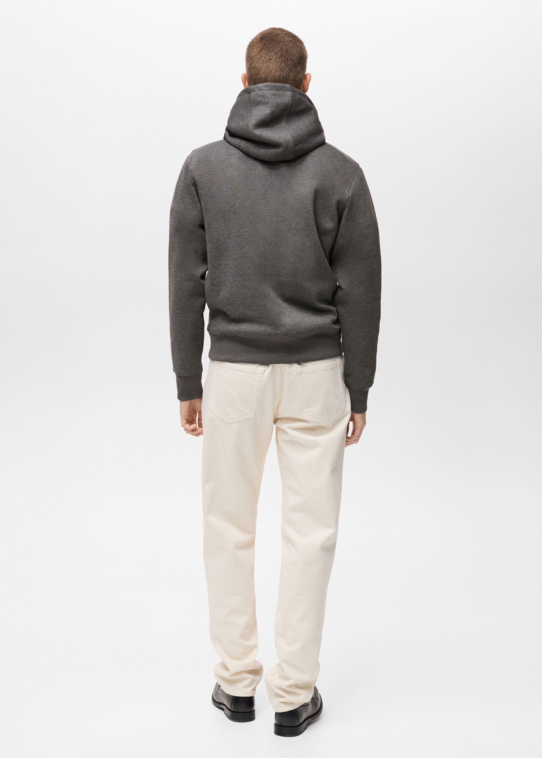 Hoodie mit Zip-Kragen - Rückseite des Artikels, Mittelgrau meliert. Ref: 87040603-00.