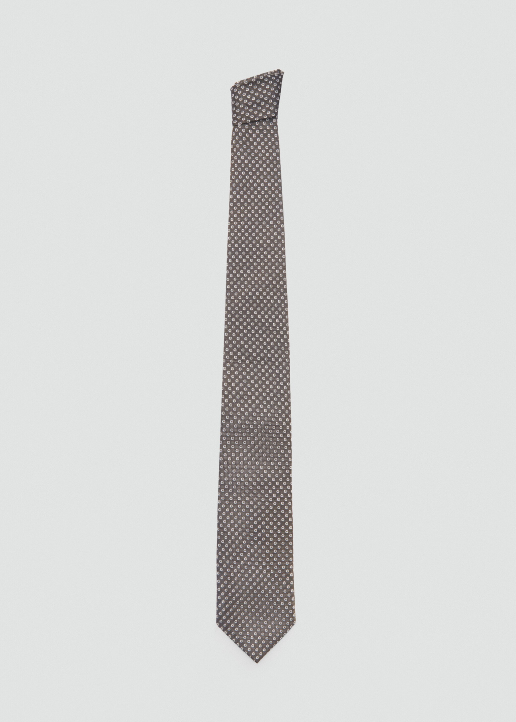 Geometric patterned silk tie - Article without model, Khaki. Ref: 87040609-00.