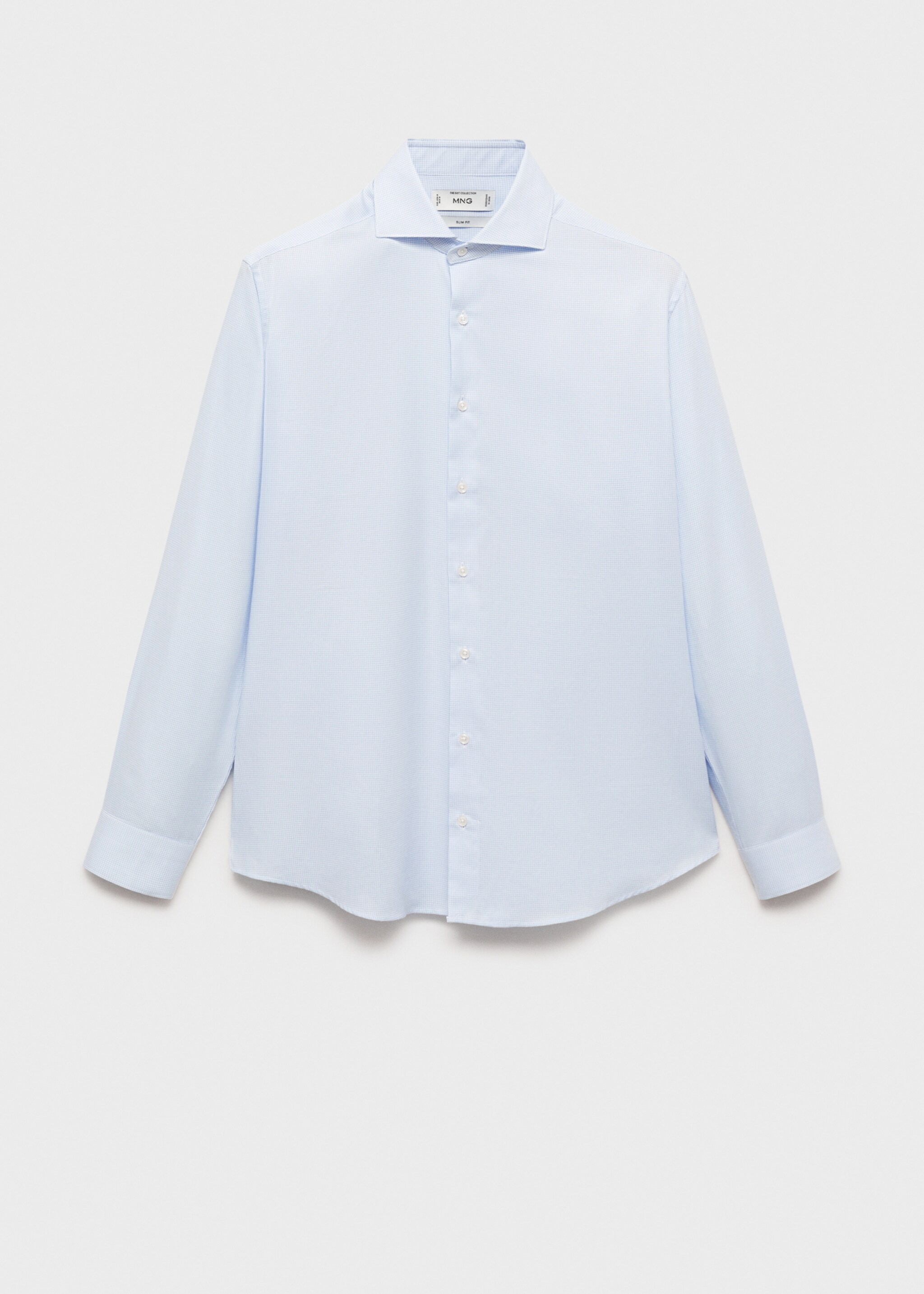 Slim-fit micro-print twill suit shirt - Article without model, Sky Blue. Ref: 87040611-00.