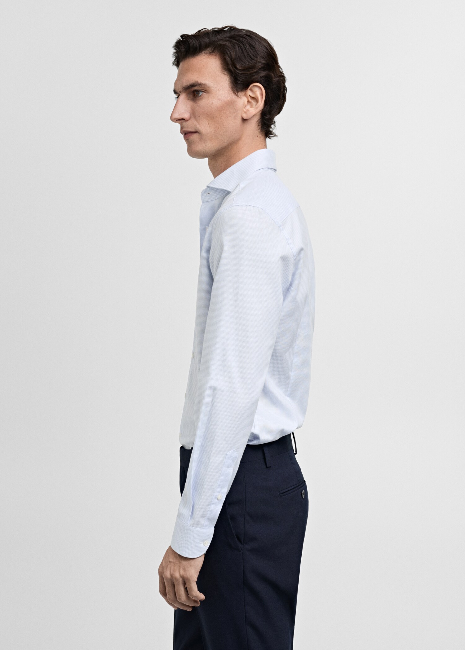 Slim-fit micro-print twill suit shirt - Details of the article 2