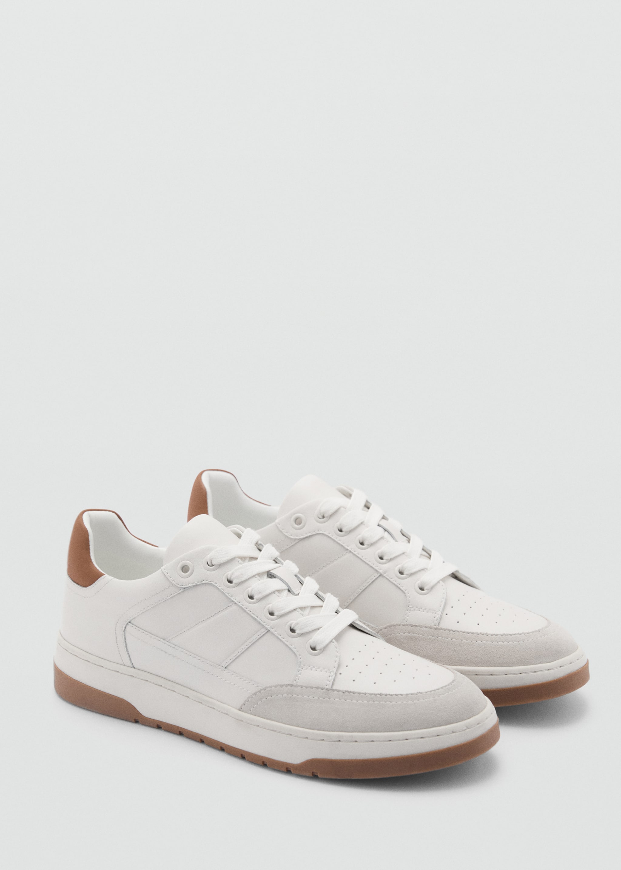 Combined leather trainers - Medium plane, White. Ref: 87040613-00.