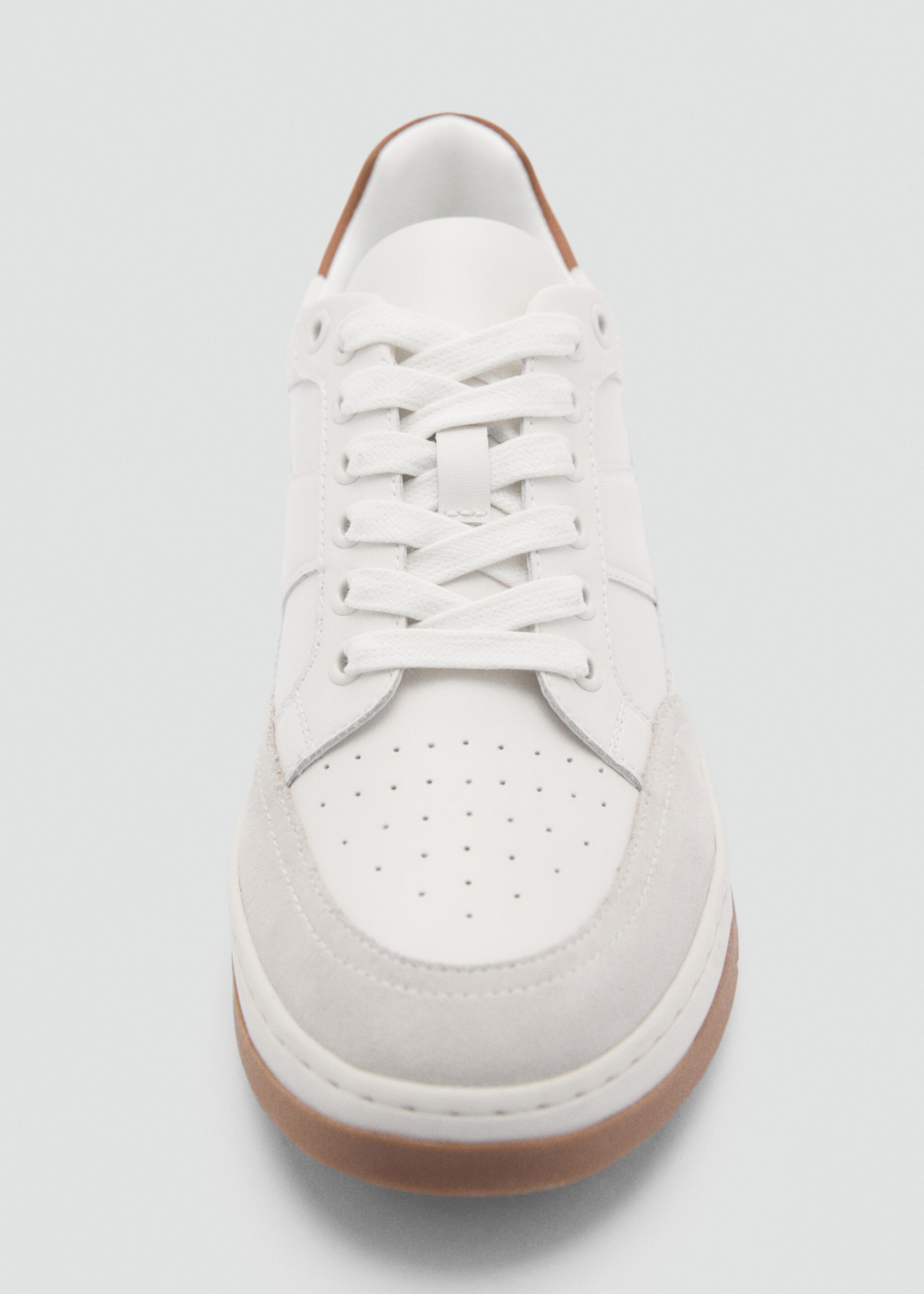 Combined leather trainers - Details of the article 2, White. Ref: 87040613-00.