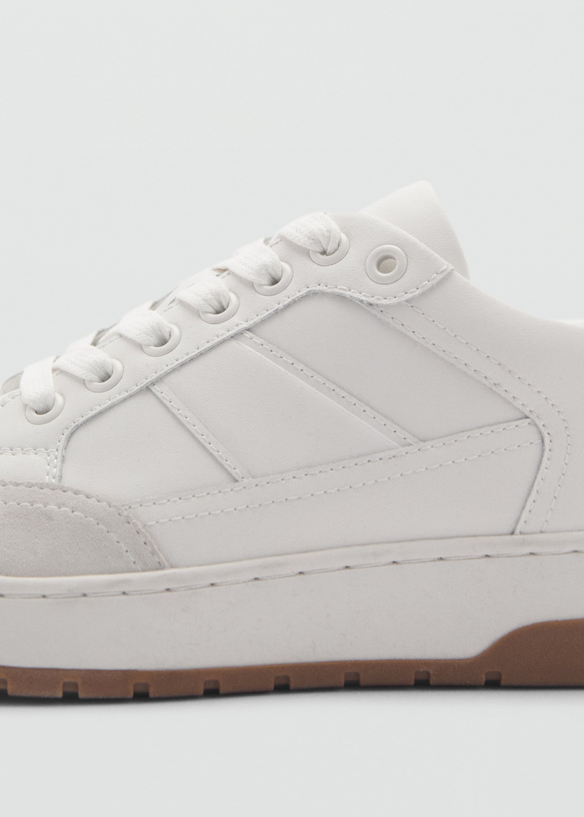 Combined leather trainers - Details of the article 3, White. Ref: 87040613-00.