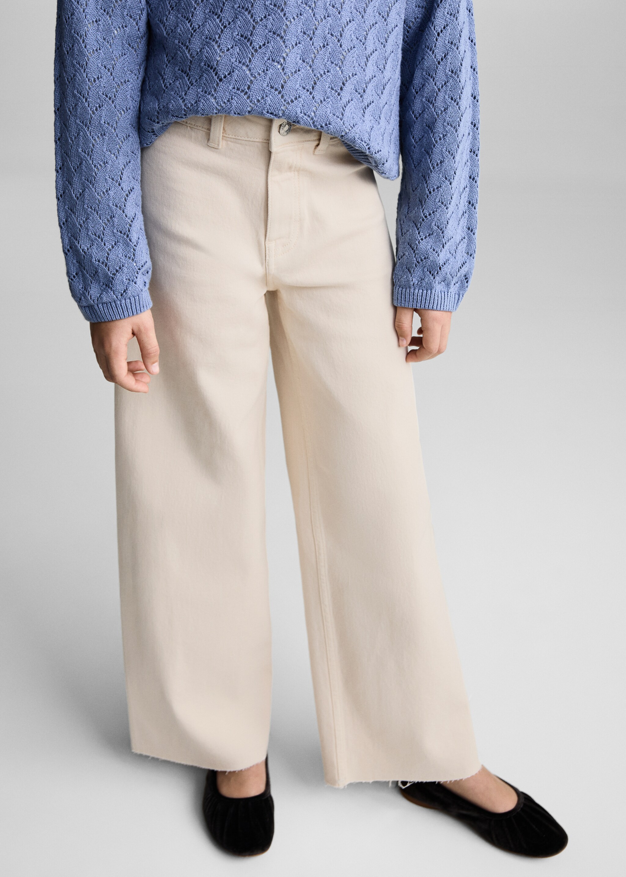 Jeans culotte mid-waist comfort - Medium plane, Sand. Ref: 87040615-00.